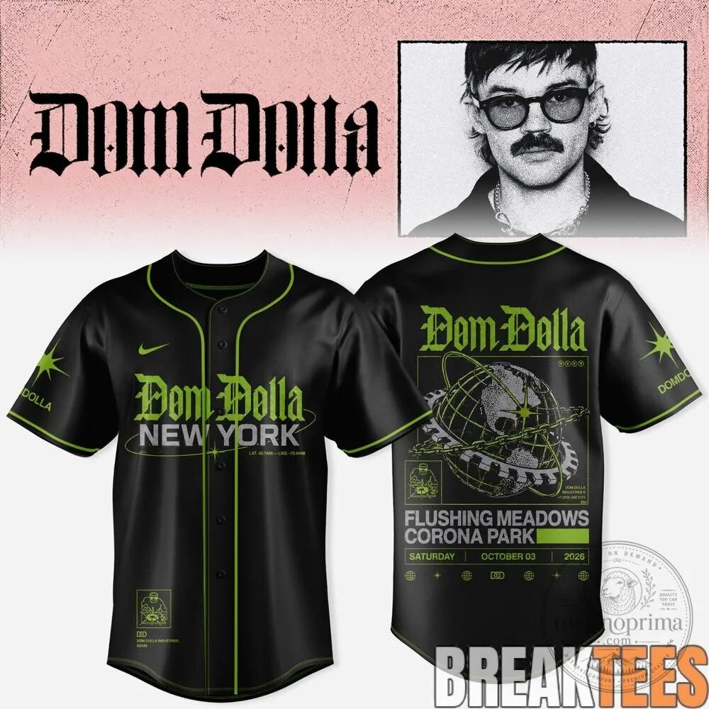 Dom Dolla New York 2026 Tour Black and Green Baseball Jersey