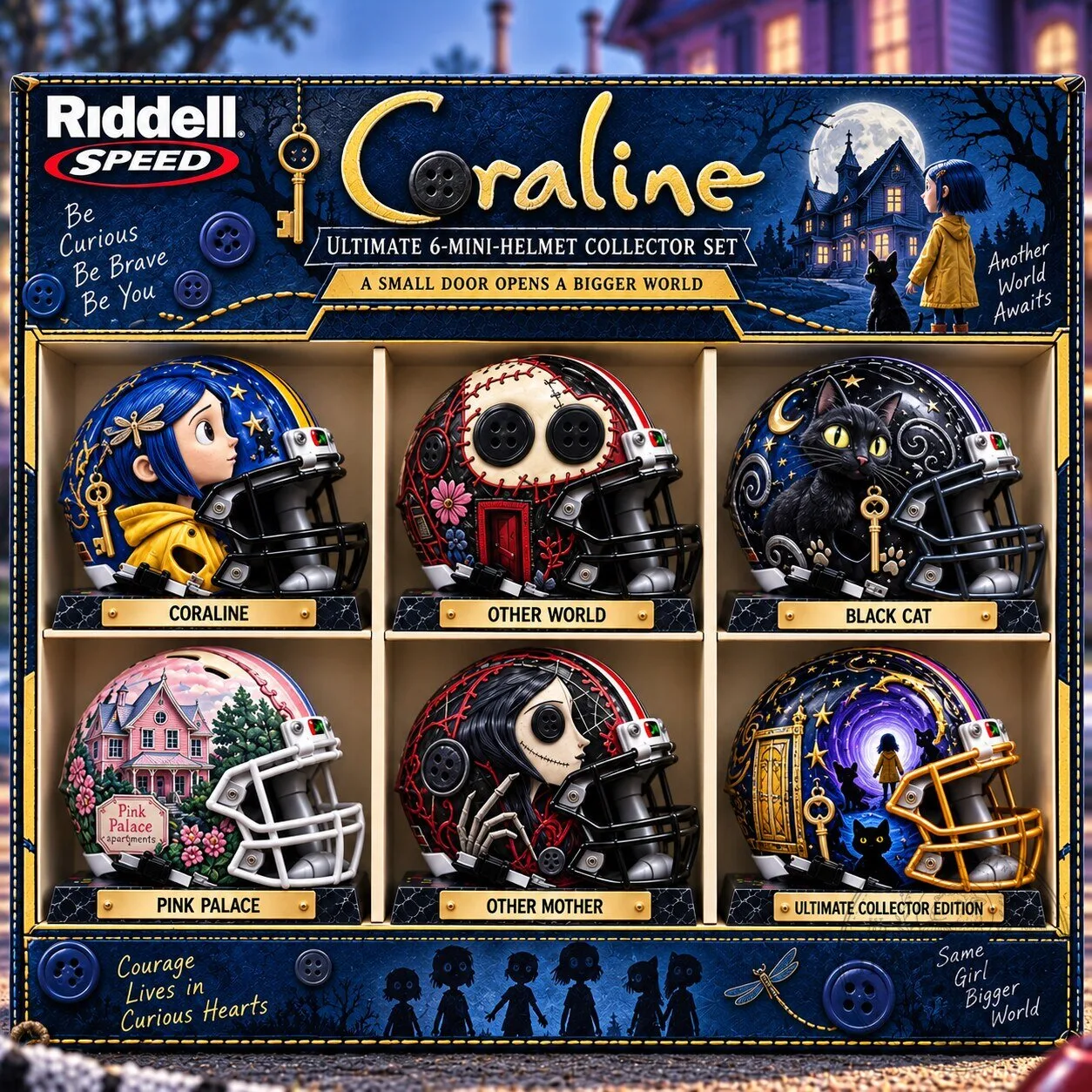 Coraline Mini Helmet Collection Set Riddell Speed Football Helmets