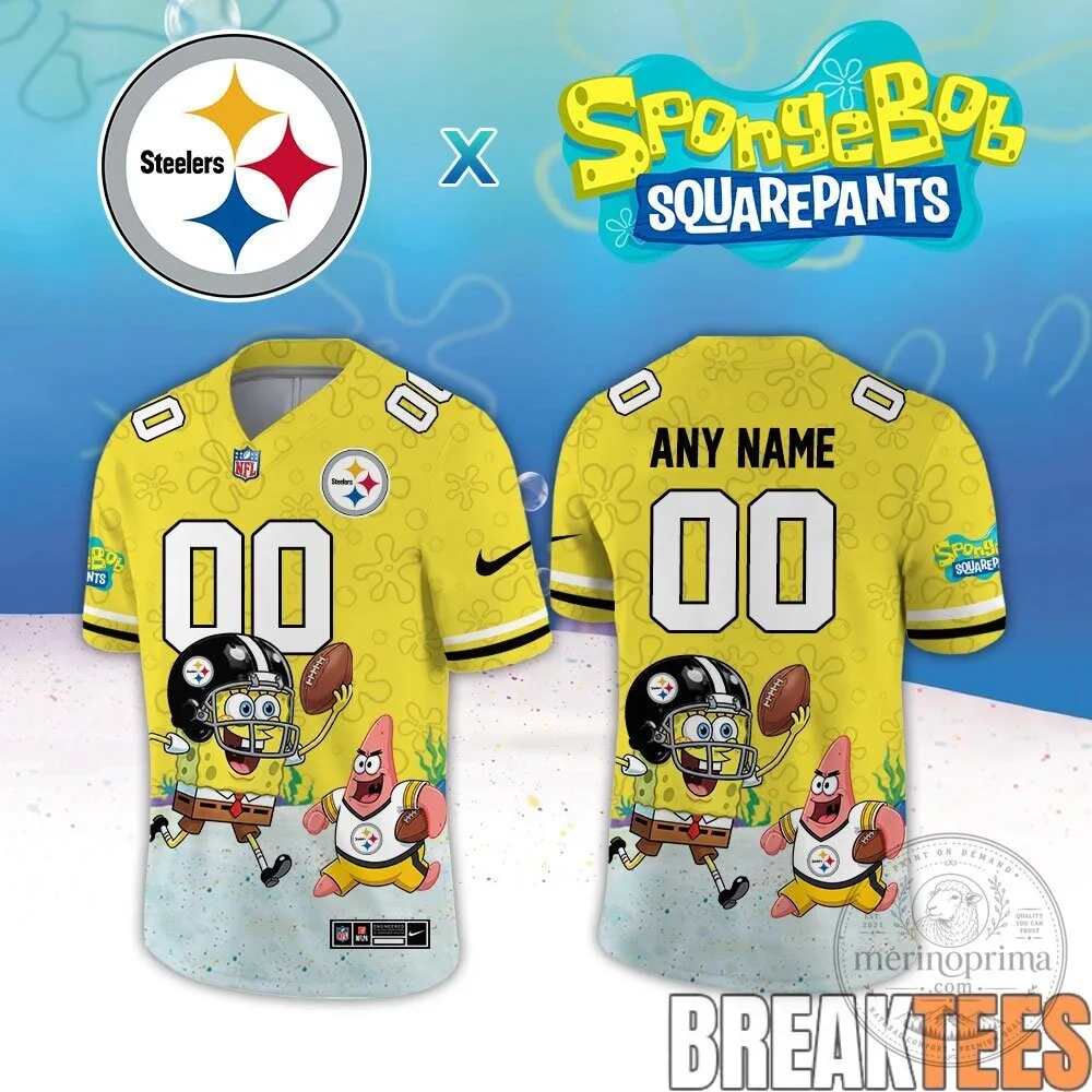 Pittsburgh Steelers Spongebob Squarepants Football Team Fan Jersey