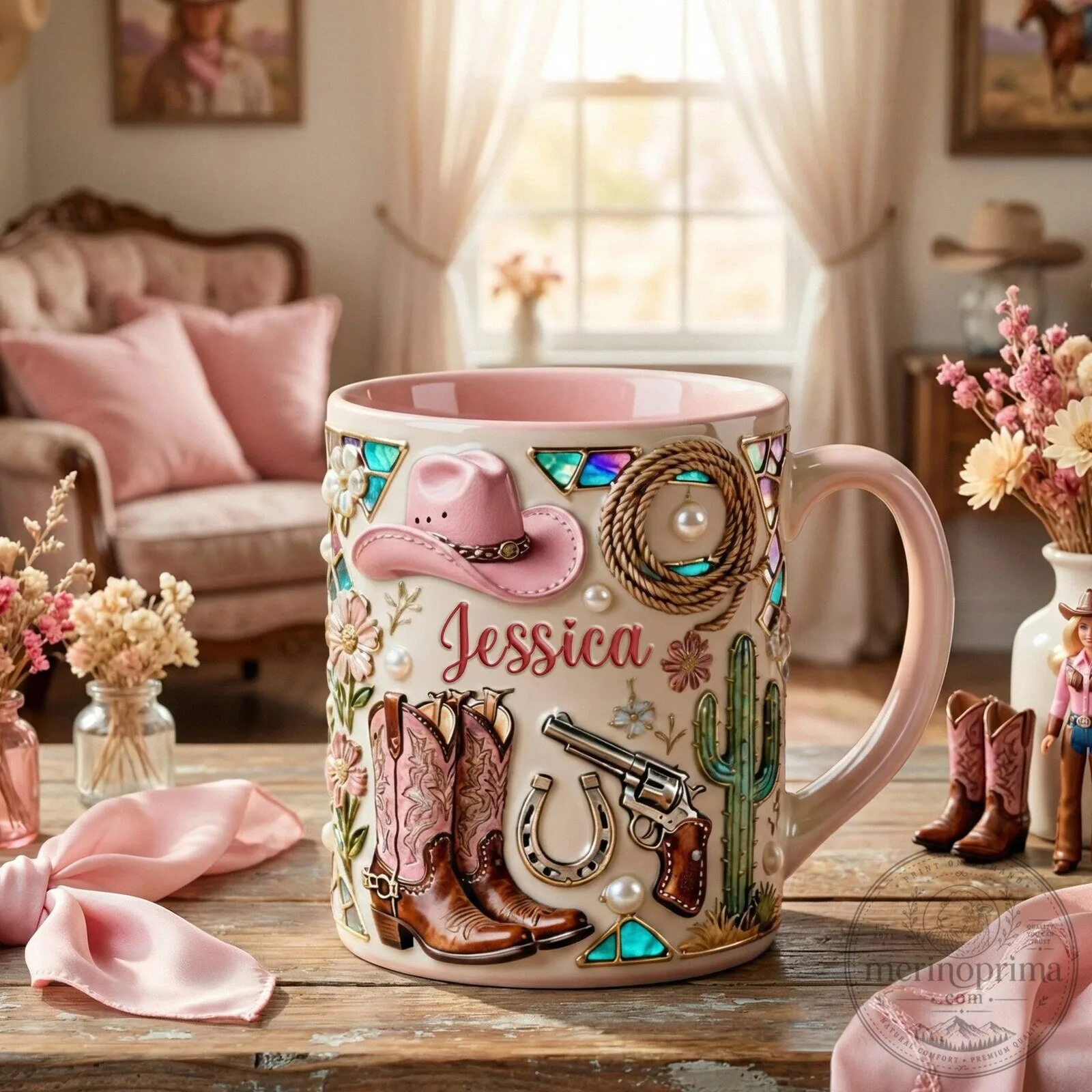 Personalized Cowgirl Western Boots and Hat Mug