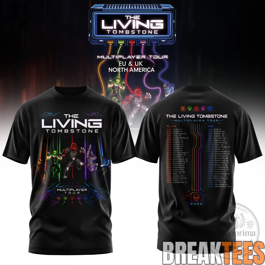 The Living Tombstone Multiplayer Tour 2026 Black Graphic T-Shirt 18 The Living Tombstone Multiplayer Tour 2026 Black Graphic T-Shirt