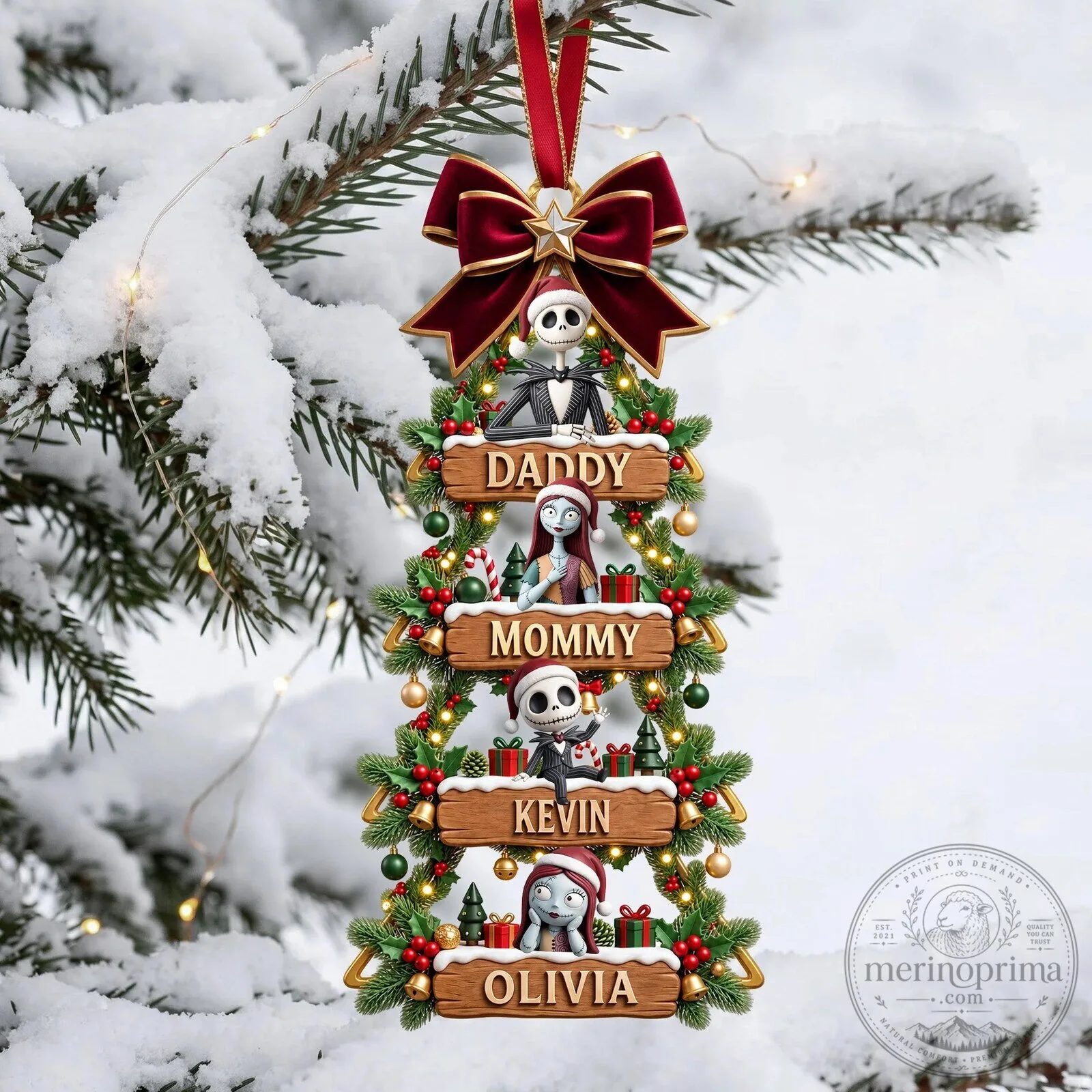 Nightmare Before Christmas Family Tree Personalized Christmas Ornament