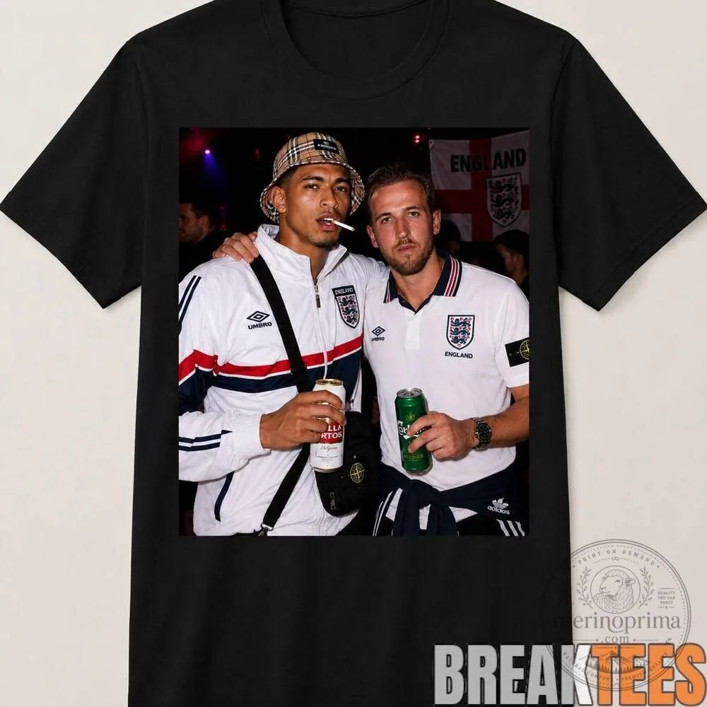 Jude Bellingham and Harry Kane England Football Team Step Brothers Style Black T-Shirt
