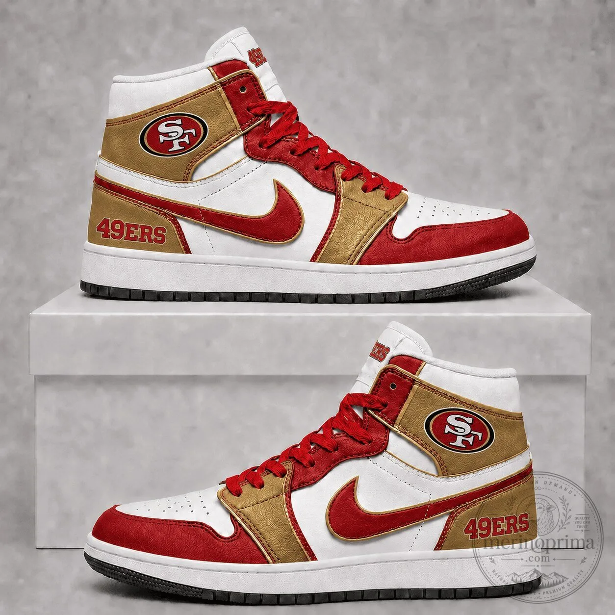 San Francisco 49ers High Top Sneakers, Custom Team Fan Footwear
