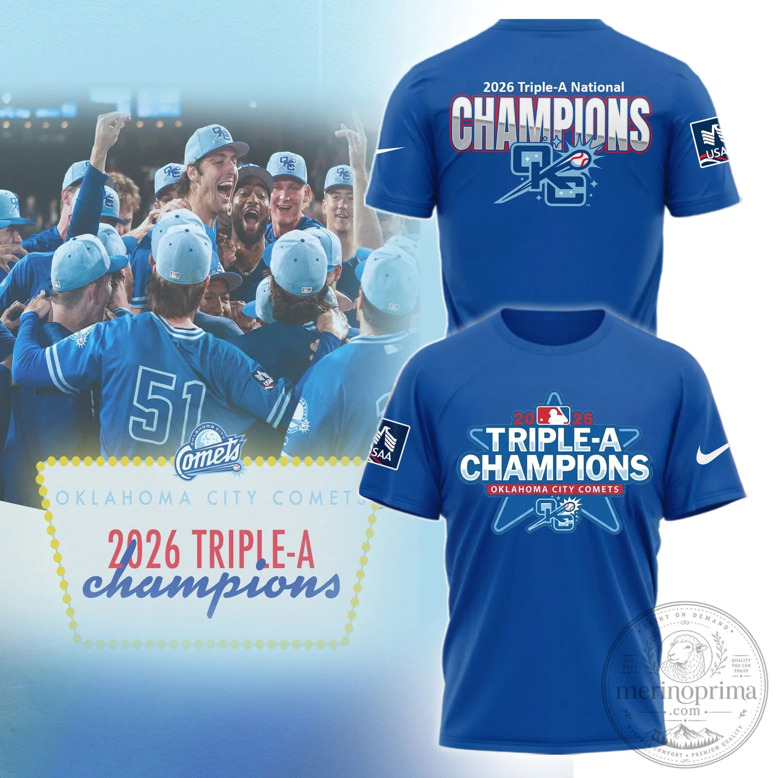Oklahoma City Comets 2026 Triple-A National Champions Baseball T-Shirt