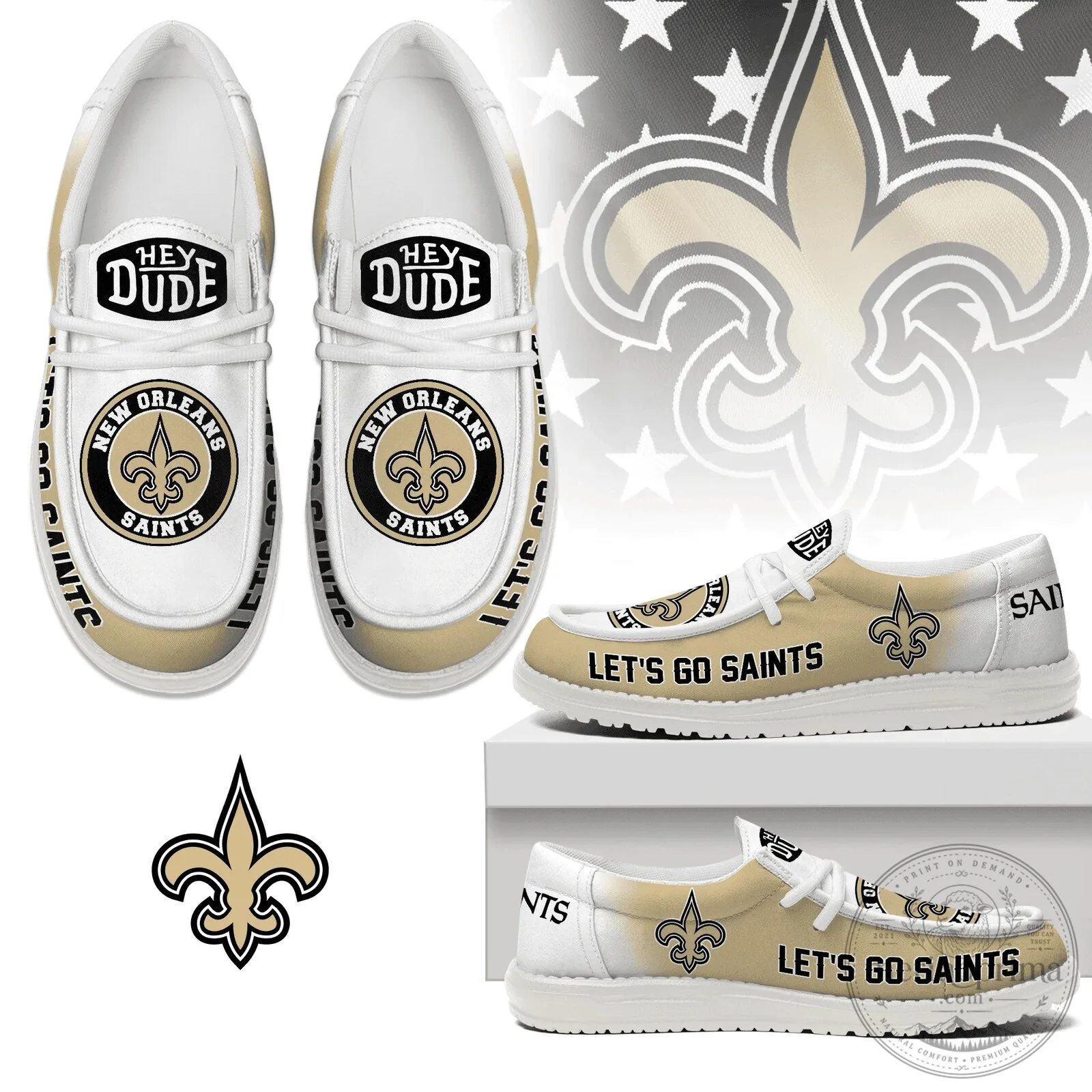 New Orleans Saints Football Team Logo Custom Design Casual Loafer Shoes