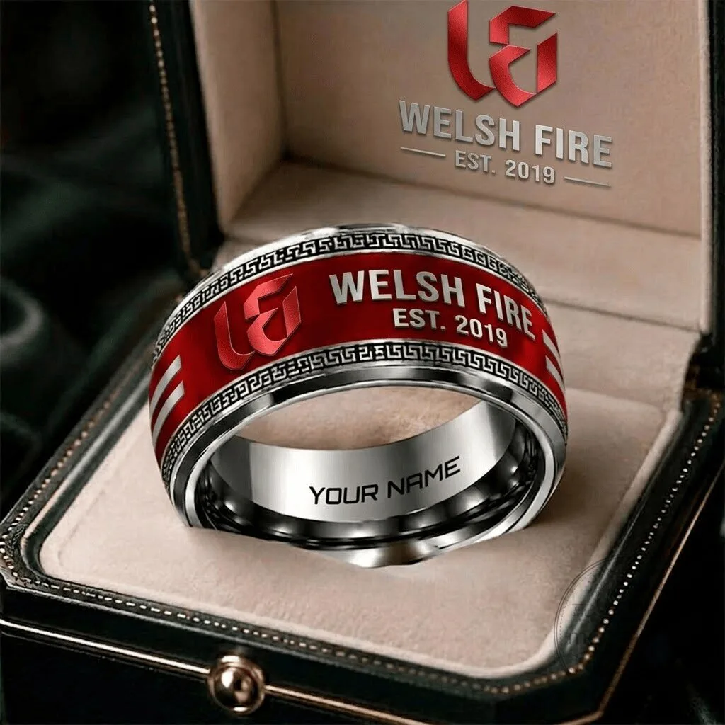 Welsh Fire Cricket Team Personalized Stainless Steel Ring