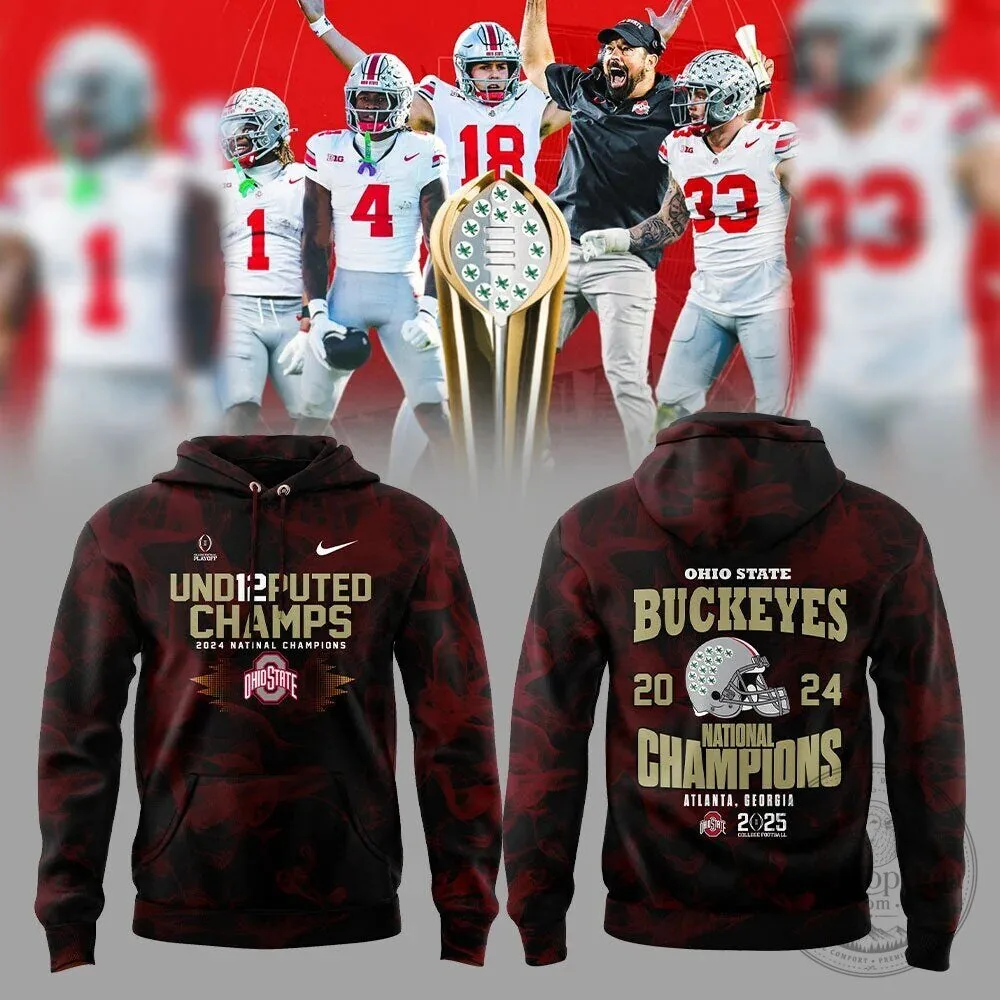 Ohio State Football Undisputed Champions 2024 National Champions Red Hoodie