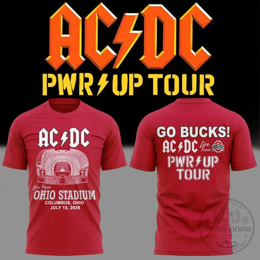 2026 Concert T-Shirt for the AC/DC Power Up Tour featuring Ohio State Football