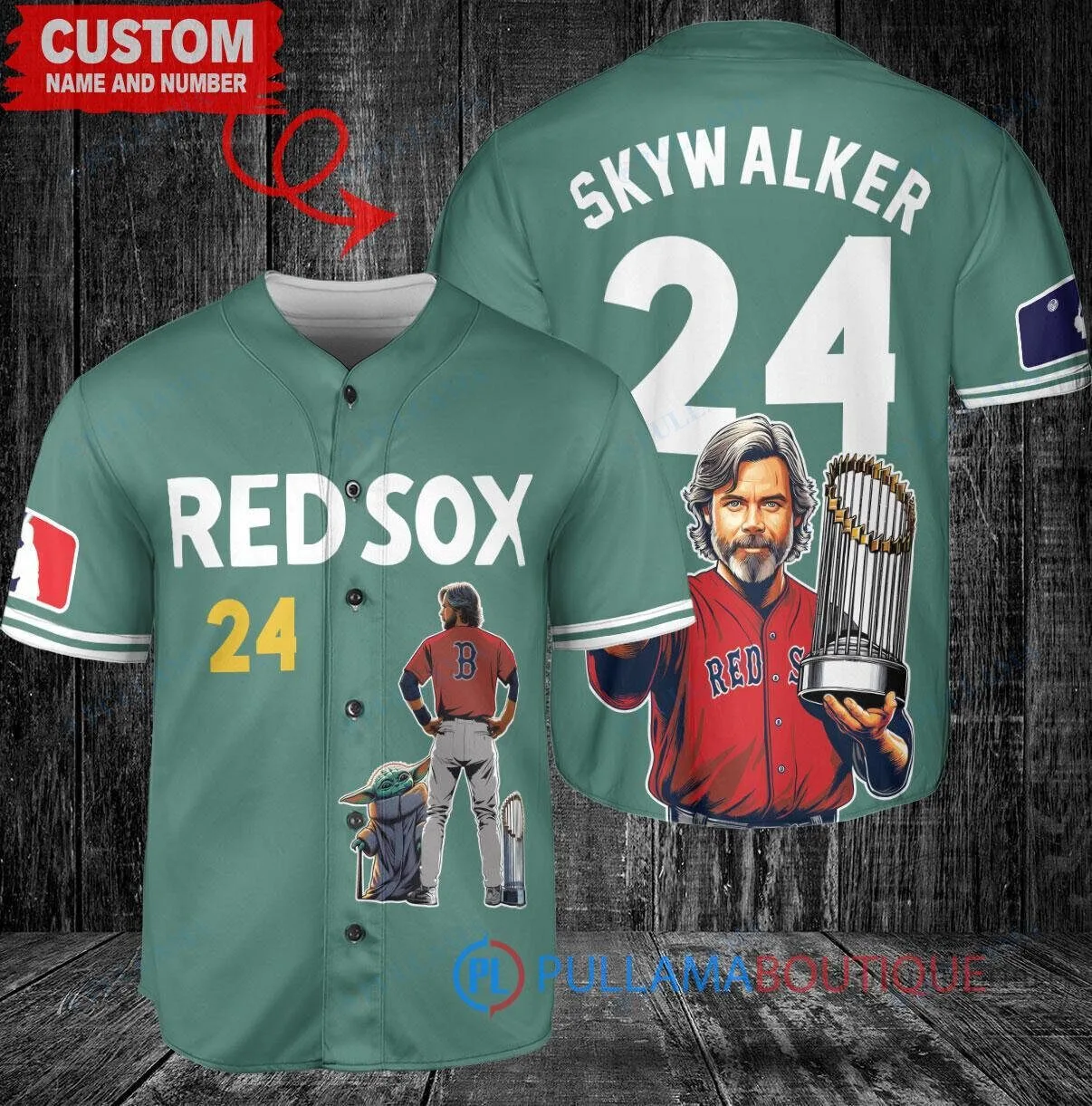 Skywalker Boston Red Sox Baseball Jersey with World Series Trophy