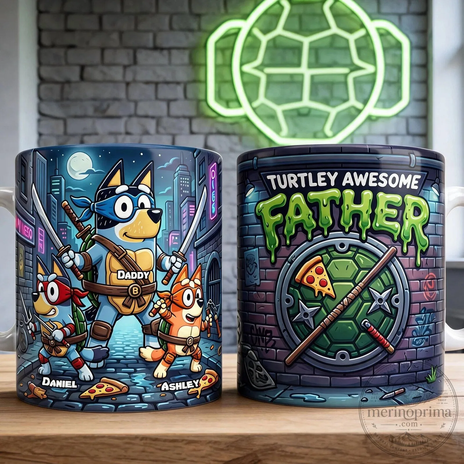 Bluey Family Ninja Turtles Personalized Father's Day Coffee Mug
