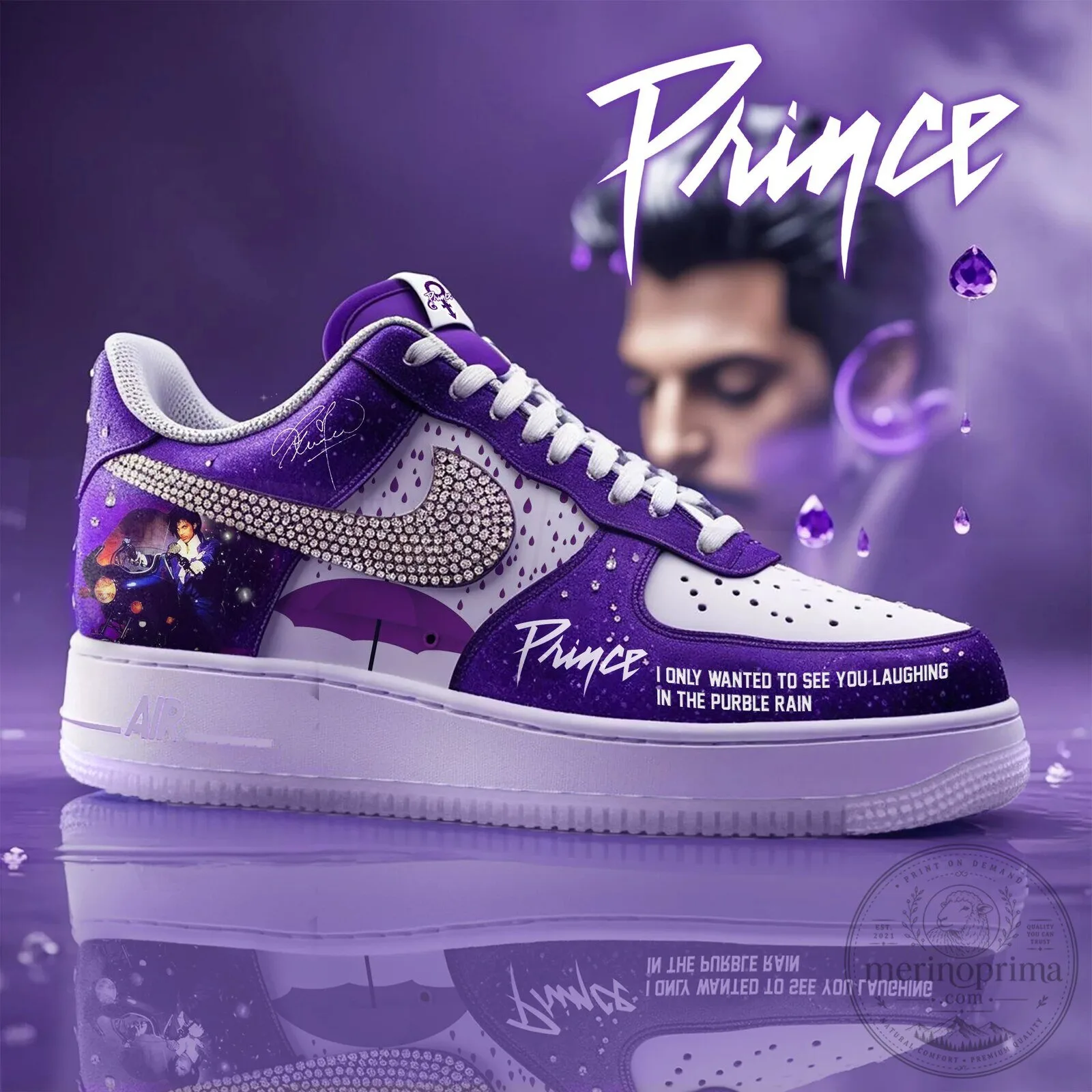 Prince Purple Rain Song Lyrics Custom Air Force 1 Sneakers