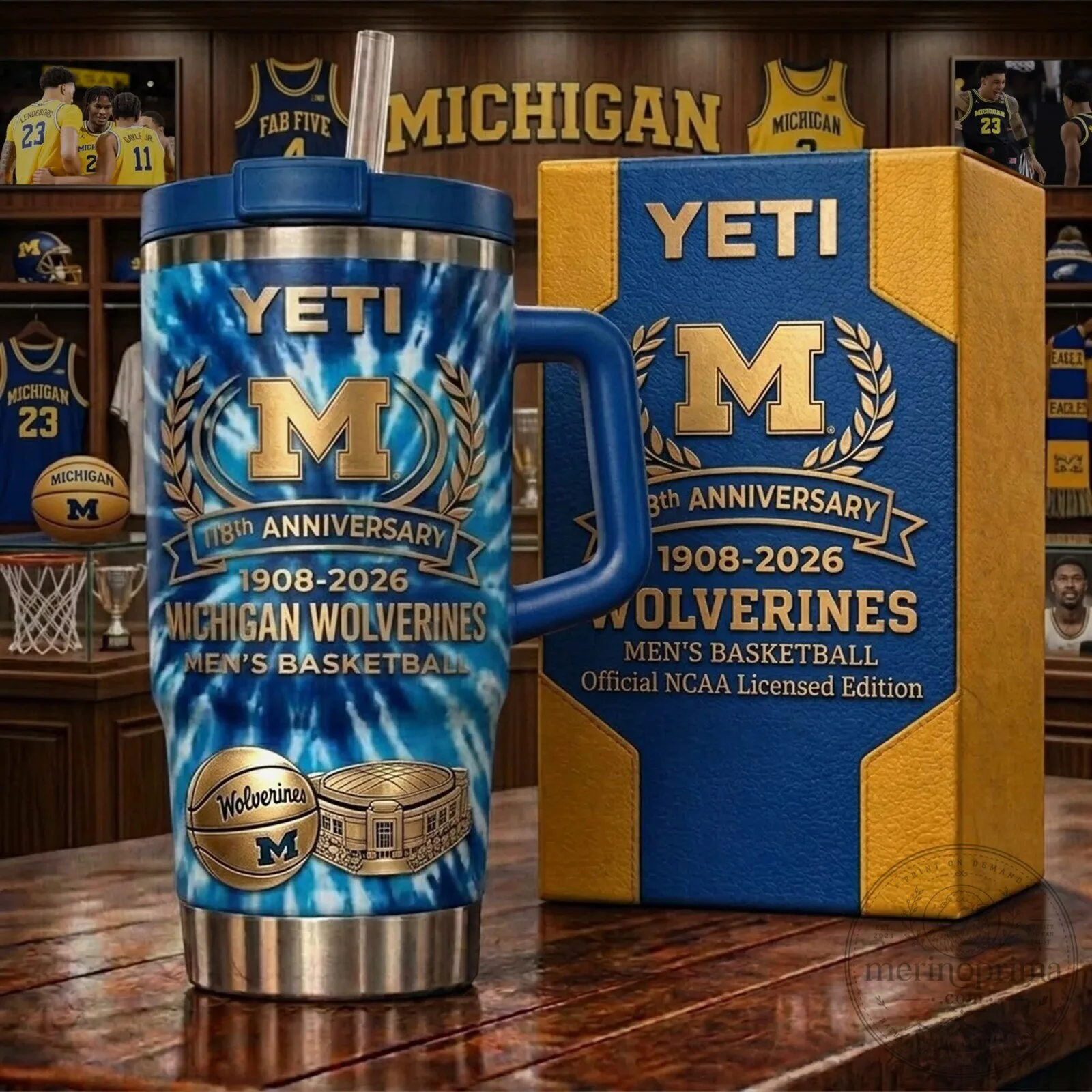 Yeti Tumbler for Men's Basketball Michigan Wolverines 118th Anniversary