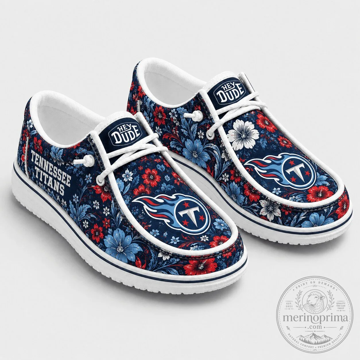 Tennessee Titans Floral Pattern Loafer Shoes for Men and Women