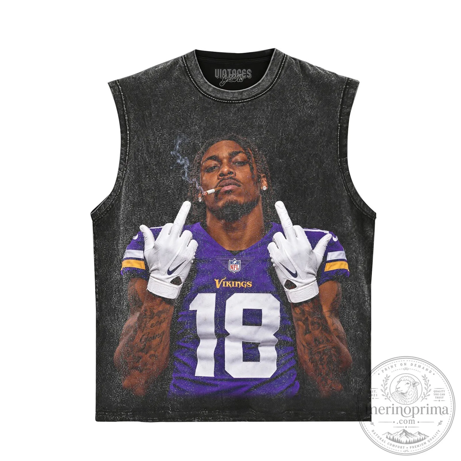 Justin Jefferson Middle Finger Smoking Black Graphic T-Shirt 13 Justin Jefferson Middle Finger Smoking Black Graphic T-Shirt