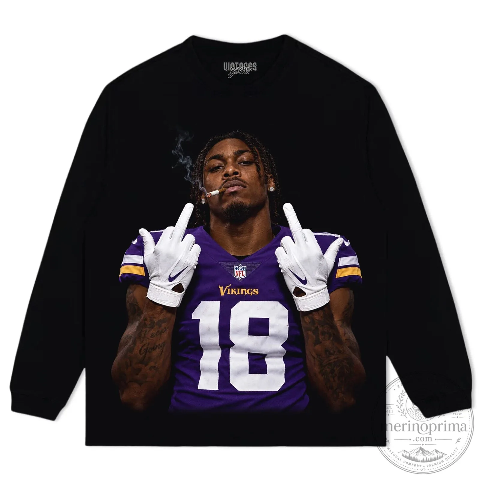 Justin Jefferson Middle Finger Smoking Black Graphic T-Shirt 15 Justin Jefferson Middle Finger Smoking Black Graphic T-Shirt