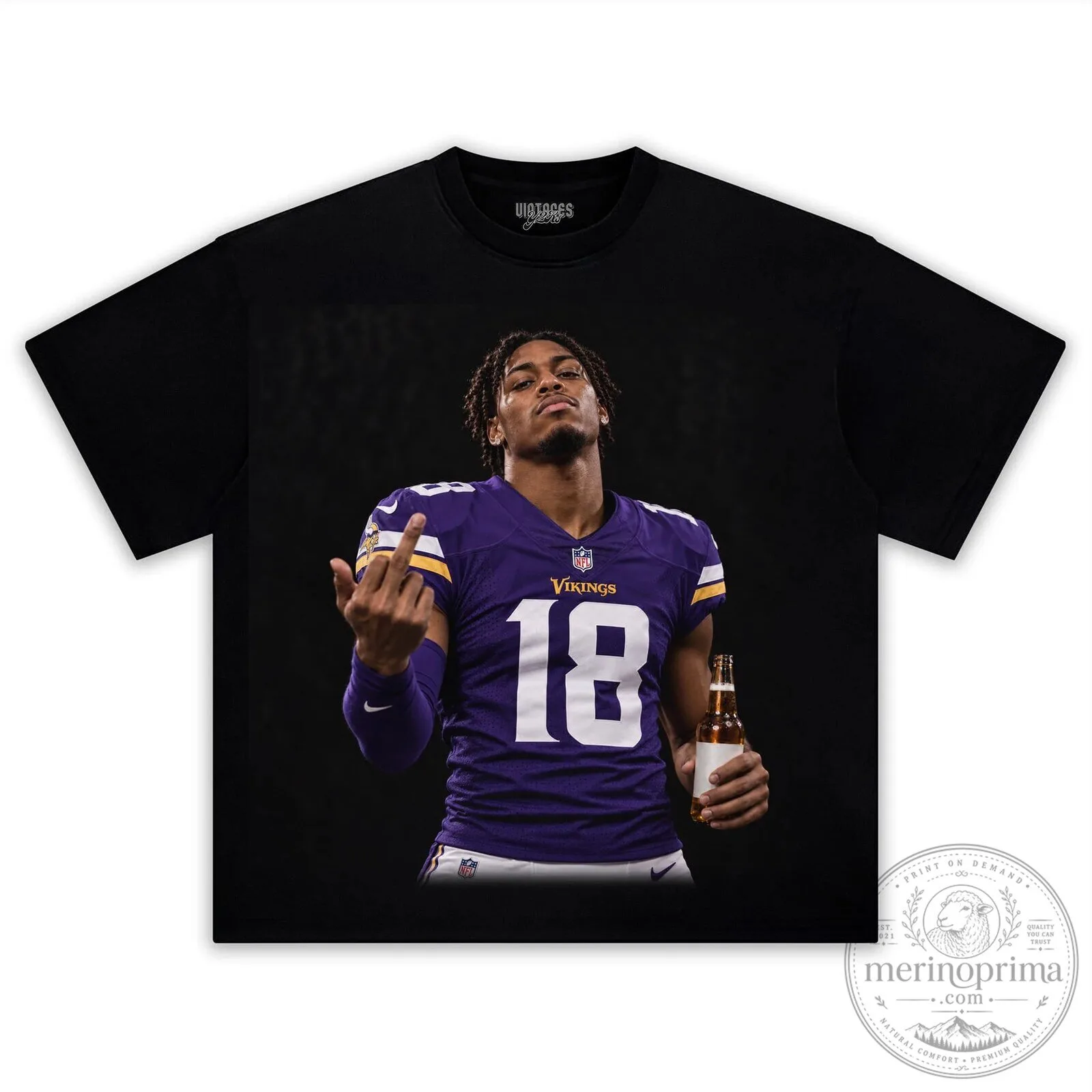 Justin Jefferson Middle Finger Vikings Football Player Graphic T-Shirt