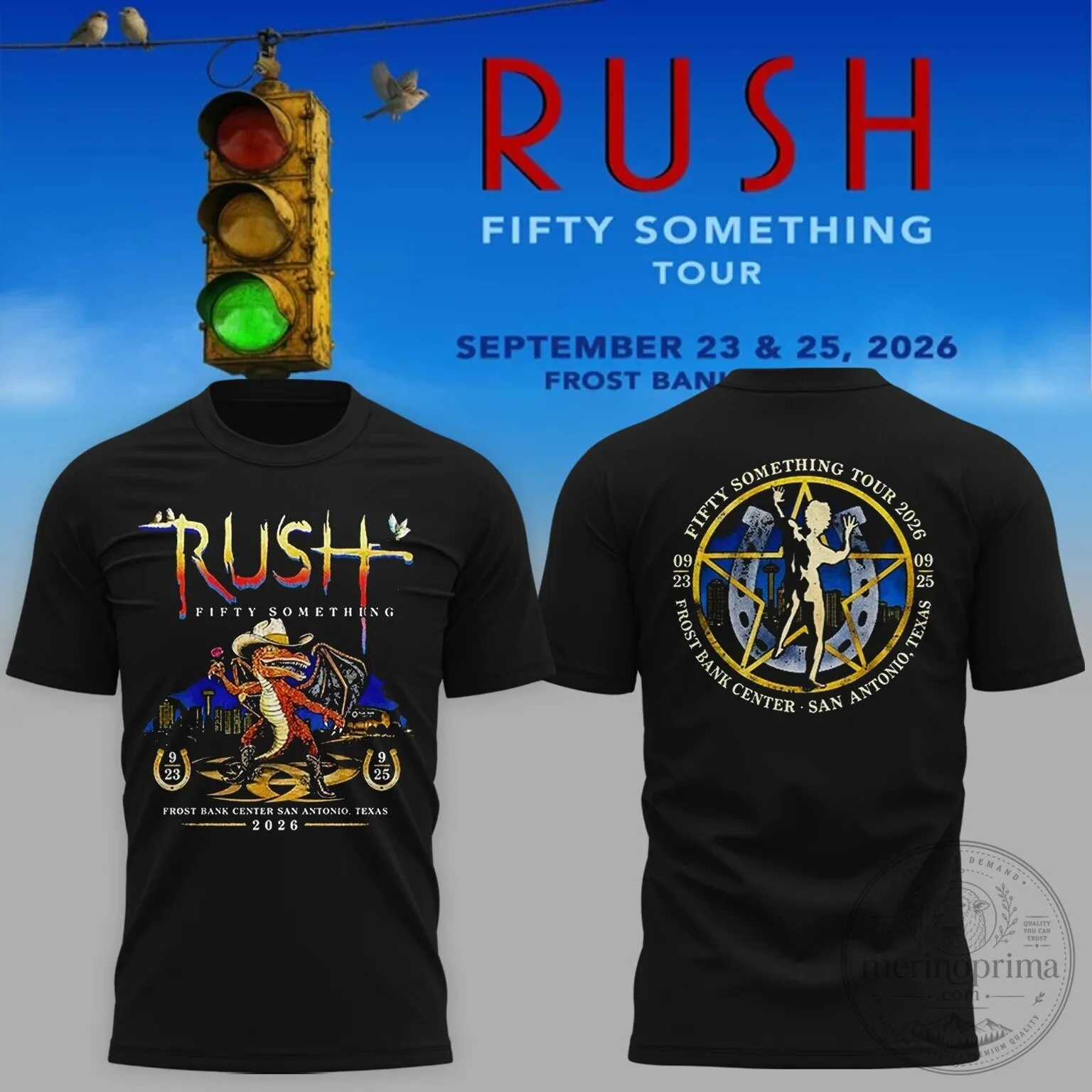 San Antonio Texas 2026 Concert T-Shirt for Rush's Fifty Something Tour