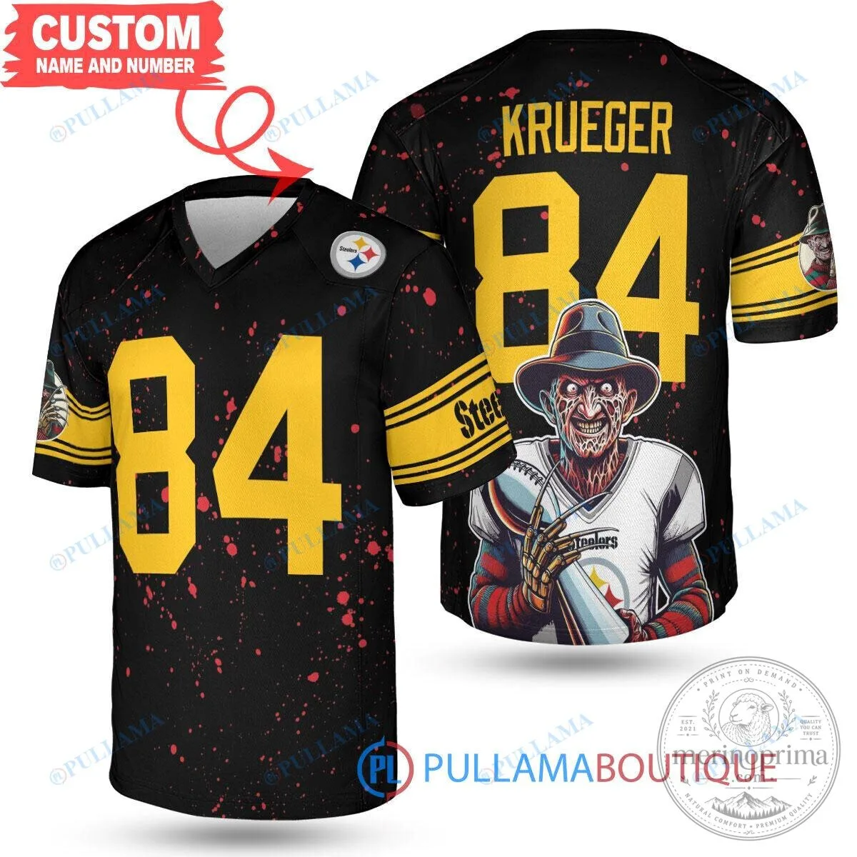 Freddy Krueger Pittsburgh Steelers Halloween Football Jersey