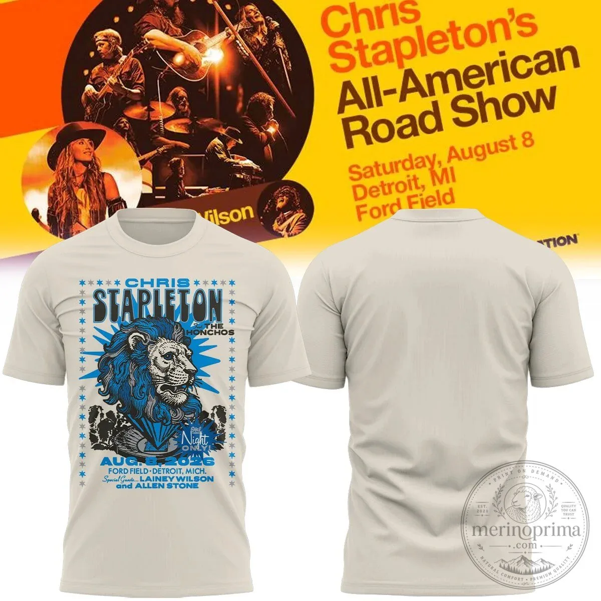 Chris Stapleton's All-American Road Show Concert Lion Graphic T-Shirt