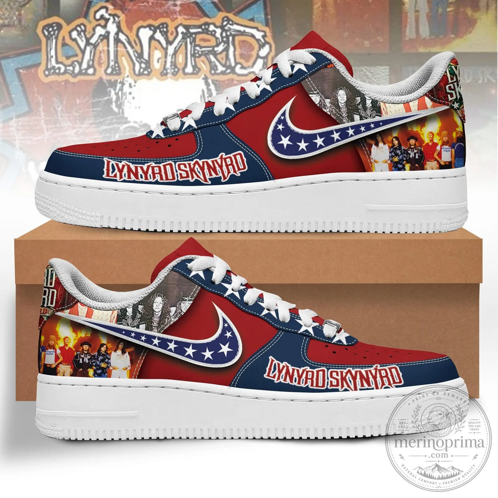Lynyrd Skynyrd Band Members Red White Blue Sneakers