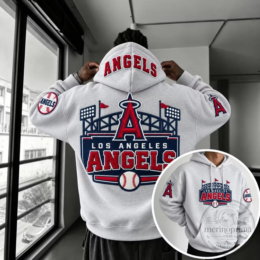 Los Angeles Angels Baseball Stadium Grey Hoodie Los Angeles Angels Baseball Stadium Grey Hoodie