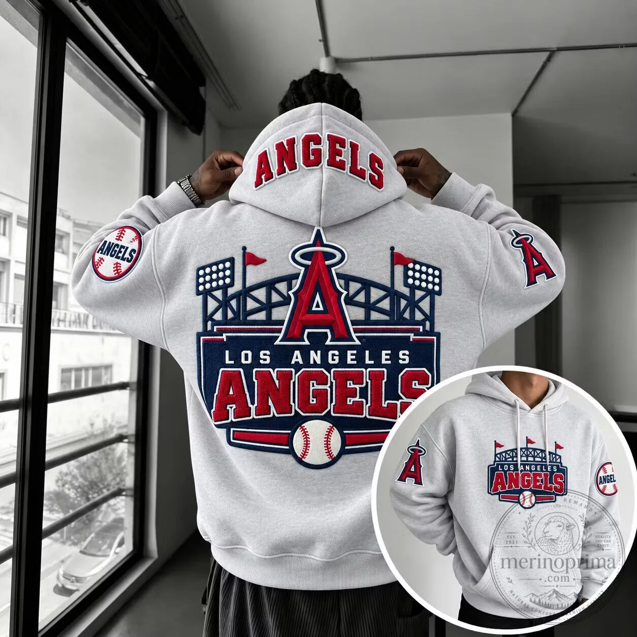 Los Angeles Angels Baseball Stadium Grey Hoodie