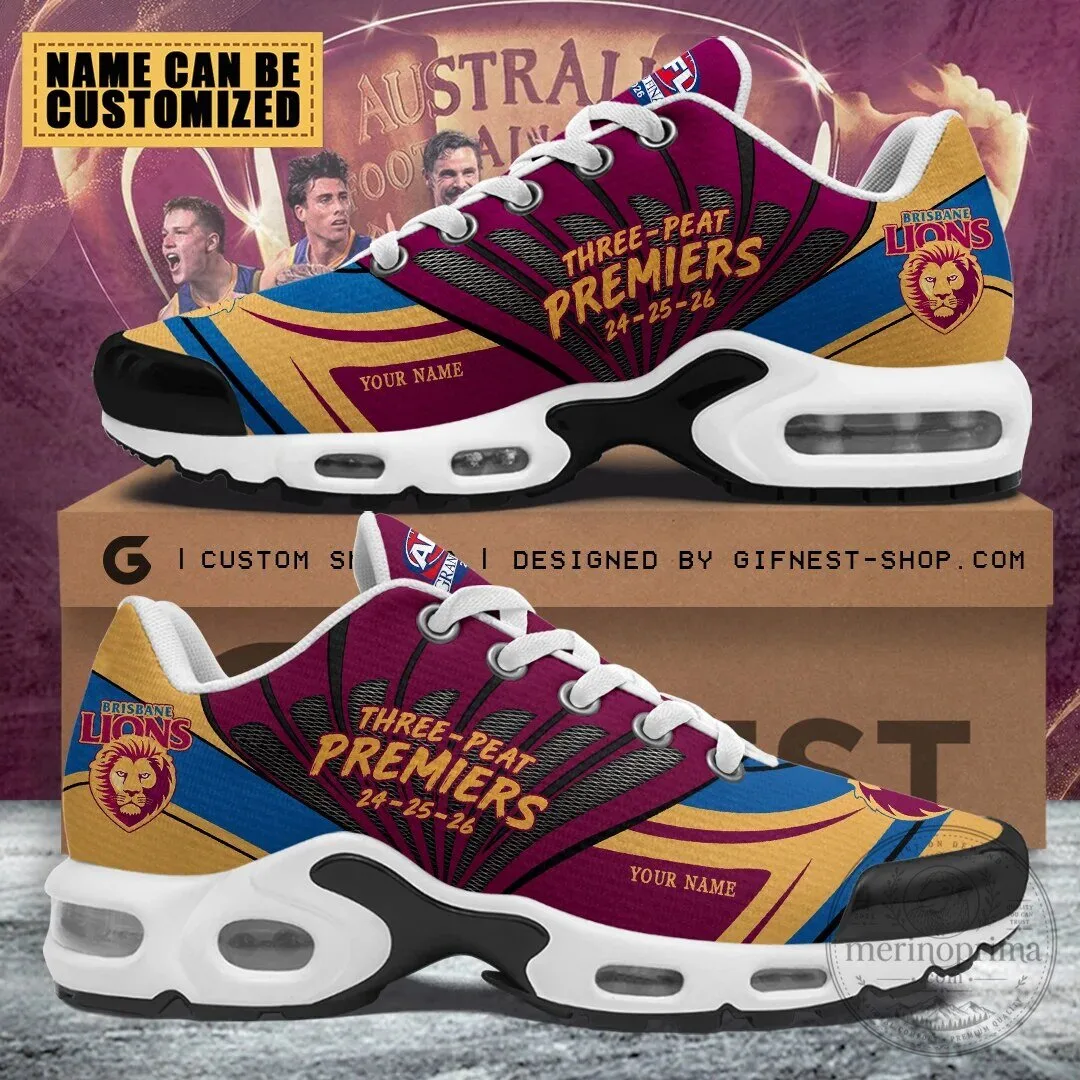 Brisbane Lions Three-Peat Premiers Custom Australian Football League Shoes