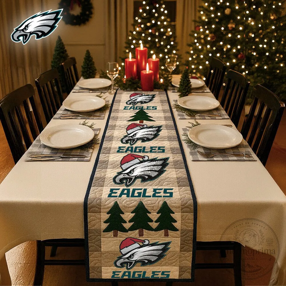 Philadelphia Eagles Christmas Quilted Table Runner for Holiday Dining Decor