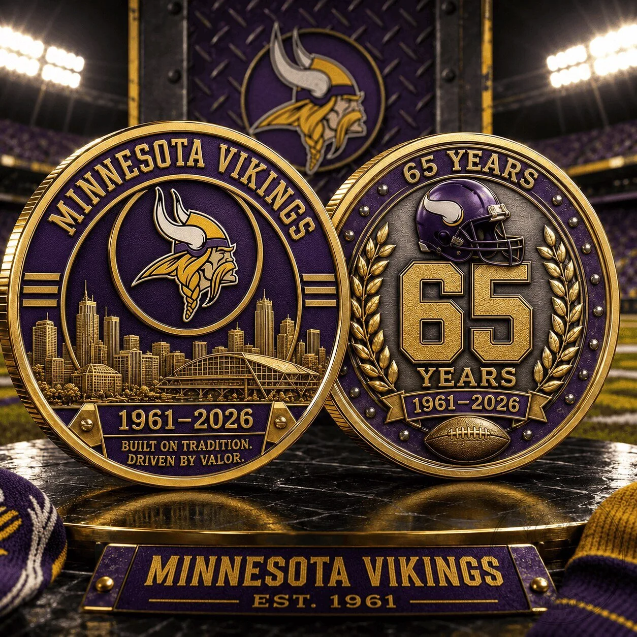 Minnesota Vikings 65th Anniversary Commemorative Football Coin Collectible