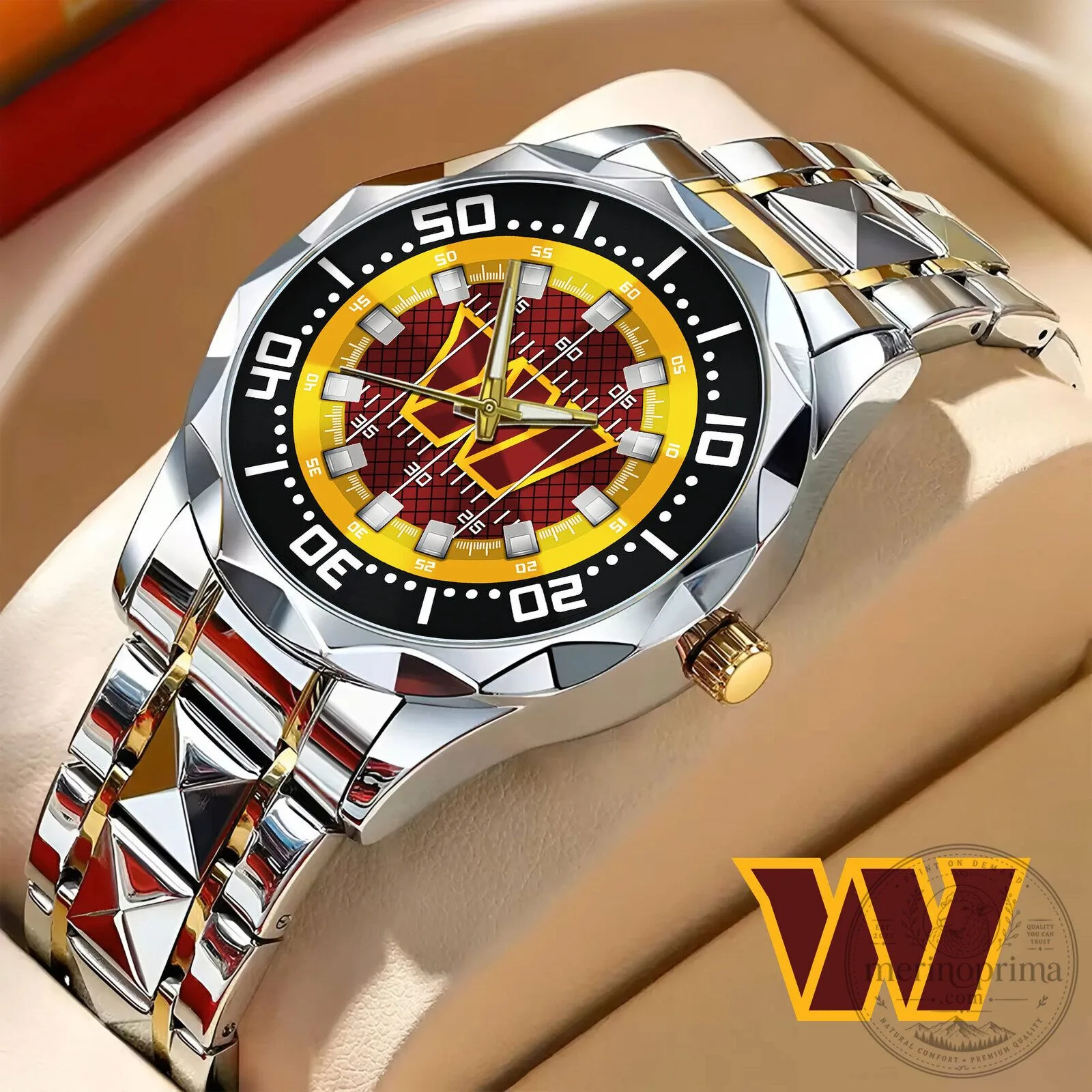 Washington Commanders NFL Football Team Logo Gold and Silver Men's Watch