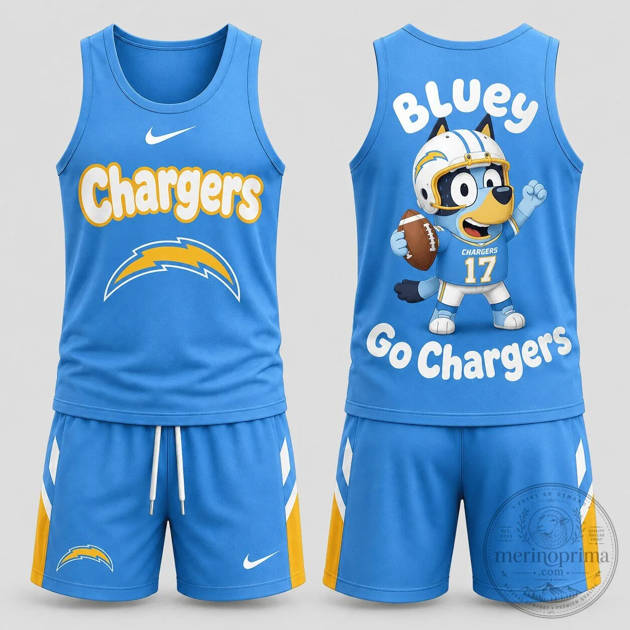 Los Angeles Chargers Bluey Go Chargers Football Cartoon Character Tank Top