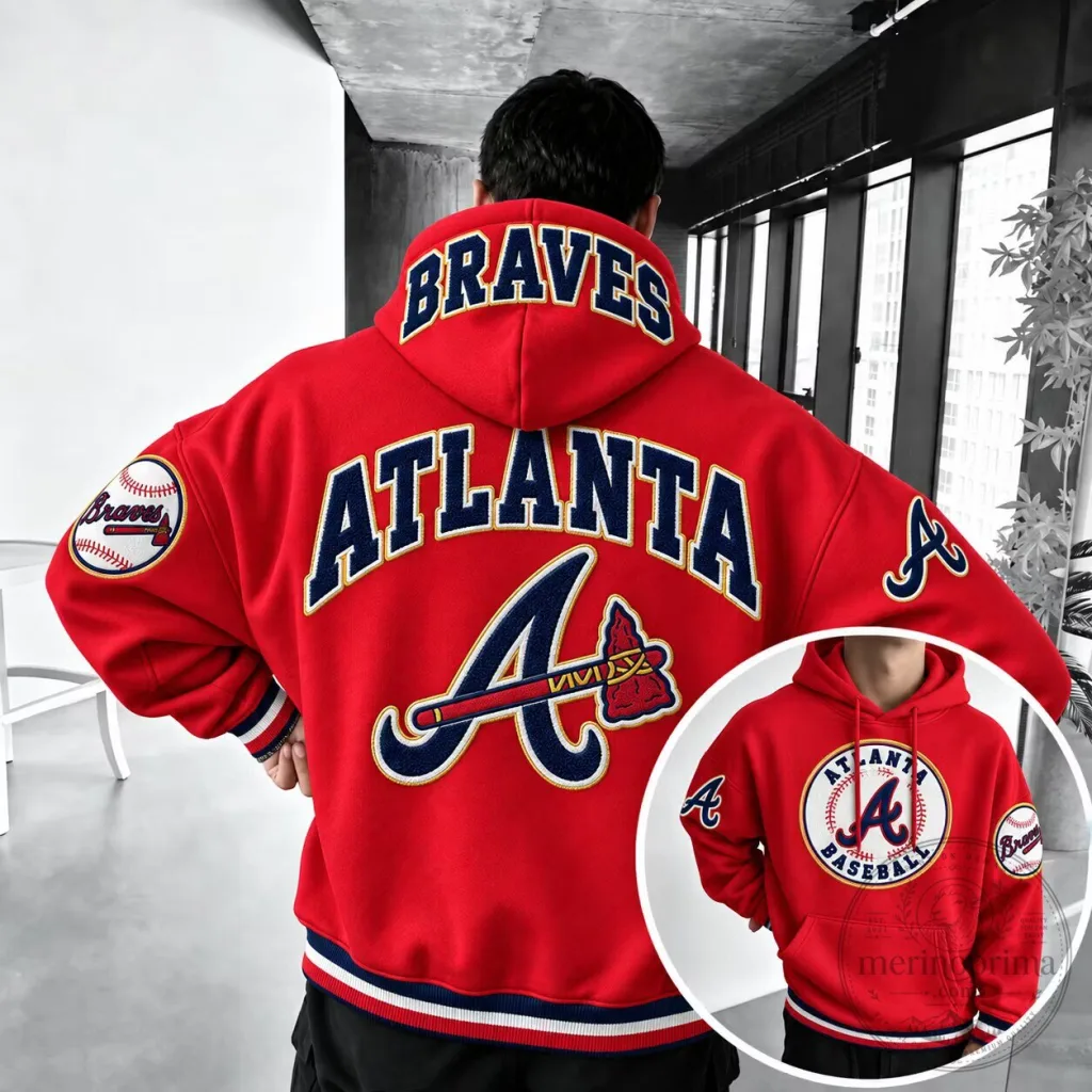 Atlanta Braves Baseball Team Logo Red Pullover Hoodie for Men and Women Atlanta Braves Baseball Team Logo Red Pullover Hoodie for Men and Women