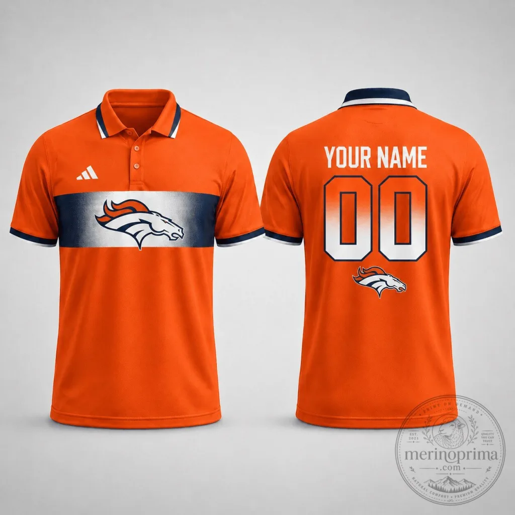 Denver Broncos Personalized Match Day Orange Polo Shirt for Men Denver Broncos Personalized Match Day Orange Polo Shirt for Men