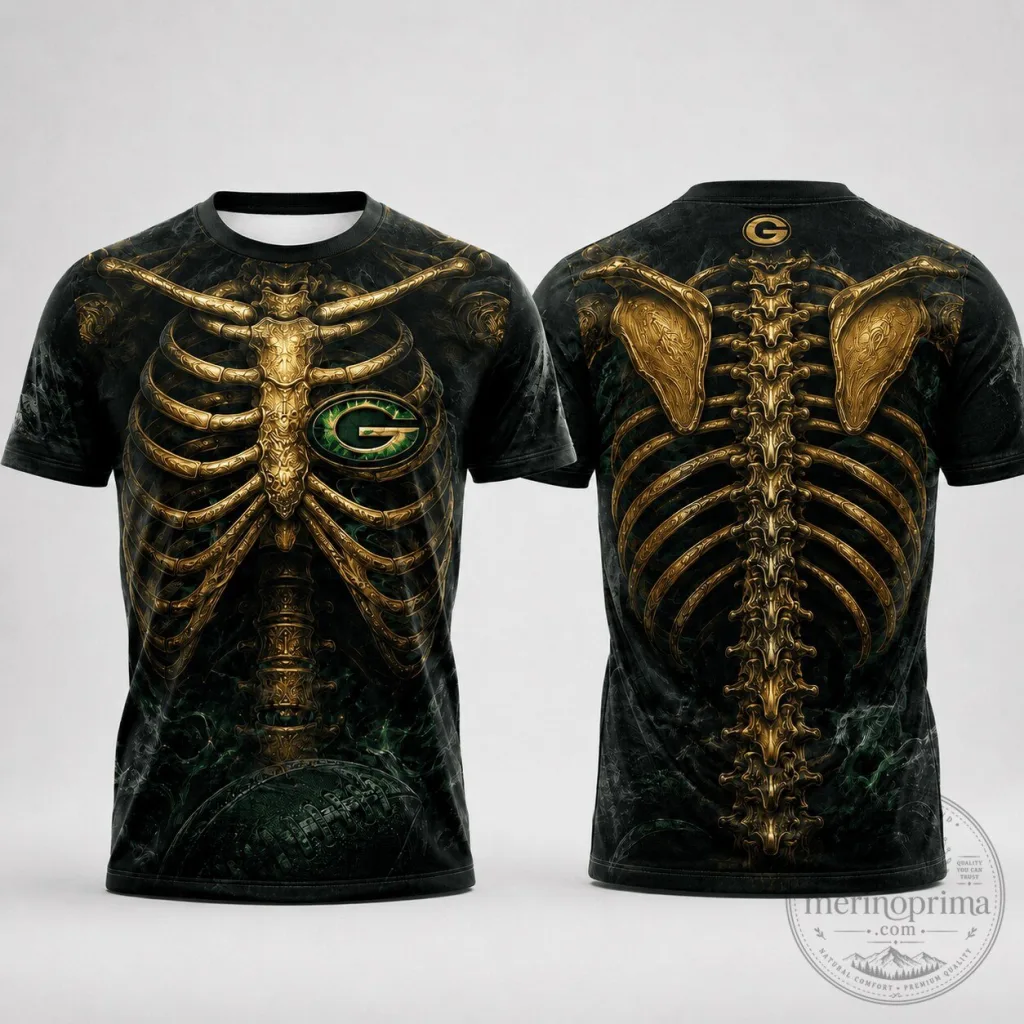 Green Bay Packers Team Green Skeleton Shirt, Gothic NFL Football Fan T-Shirt Green Bay Packers Team Green Skeleton Shirt, Gothic NFL Football Fan T-Shirt