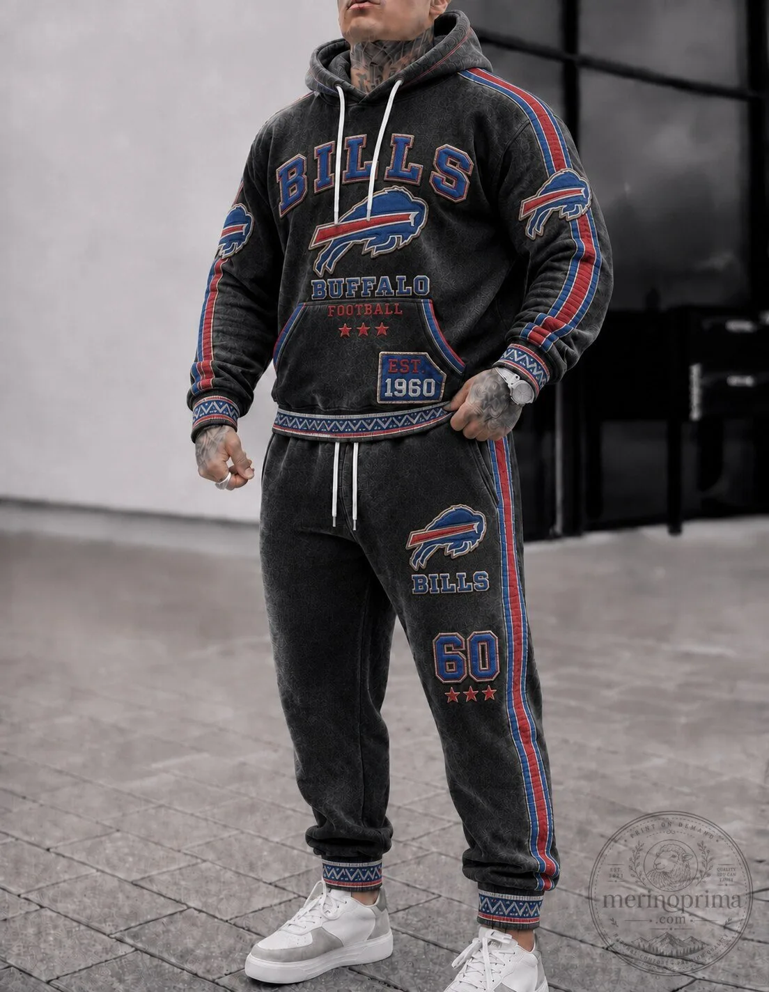 Buffalo Bills Vintage Football Team Hoodie and Sweatpants Set 1 Buffalo Bills Vintage Football Team Hoodie and Sweatpants Set