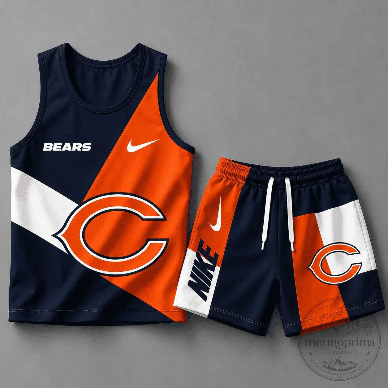 Chicago Bears NFL Football Team Color Block Athletic Tank Top and Shorts Set