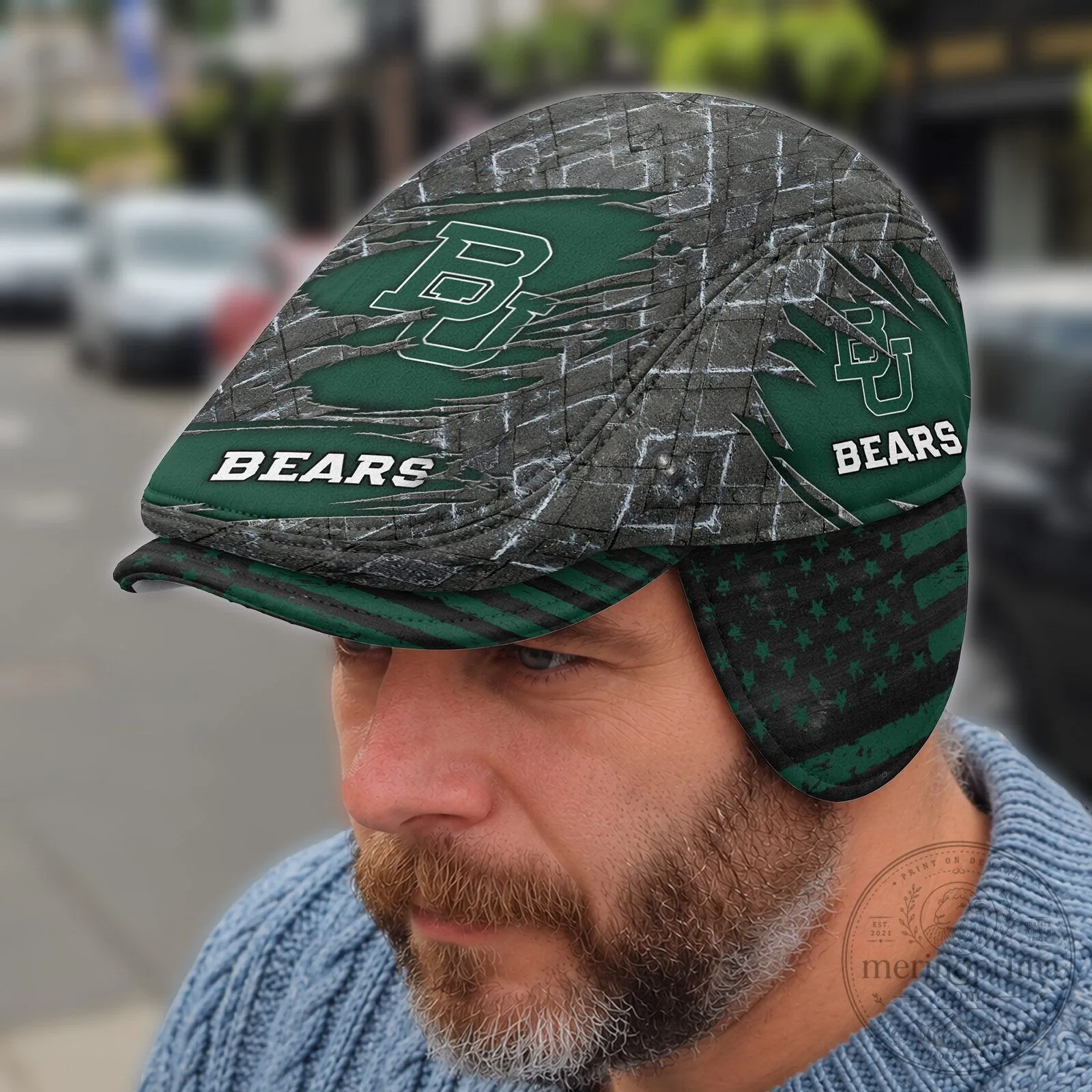 Baylor Bears National Collegiate Athletic Association Flat Cap with Foldable Ear Flaps