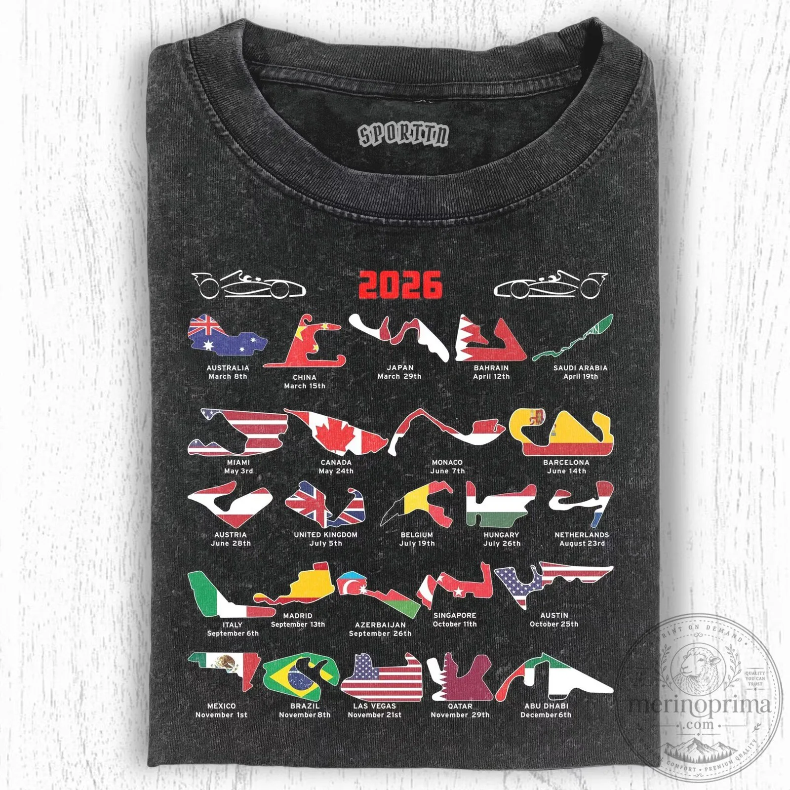 Formula One 2026 Season Race Tracks T-Shirt 2 Formula One 2026 Season Race Tracks T-Shirt