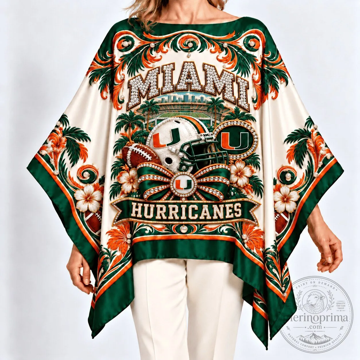 Miami Hurricanes Football Team Fan Apparel Poncho