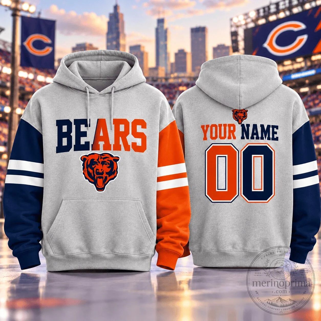 Chicago Bears National Football League Two-Tone Colorblock Varsity Hoodie