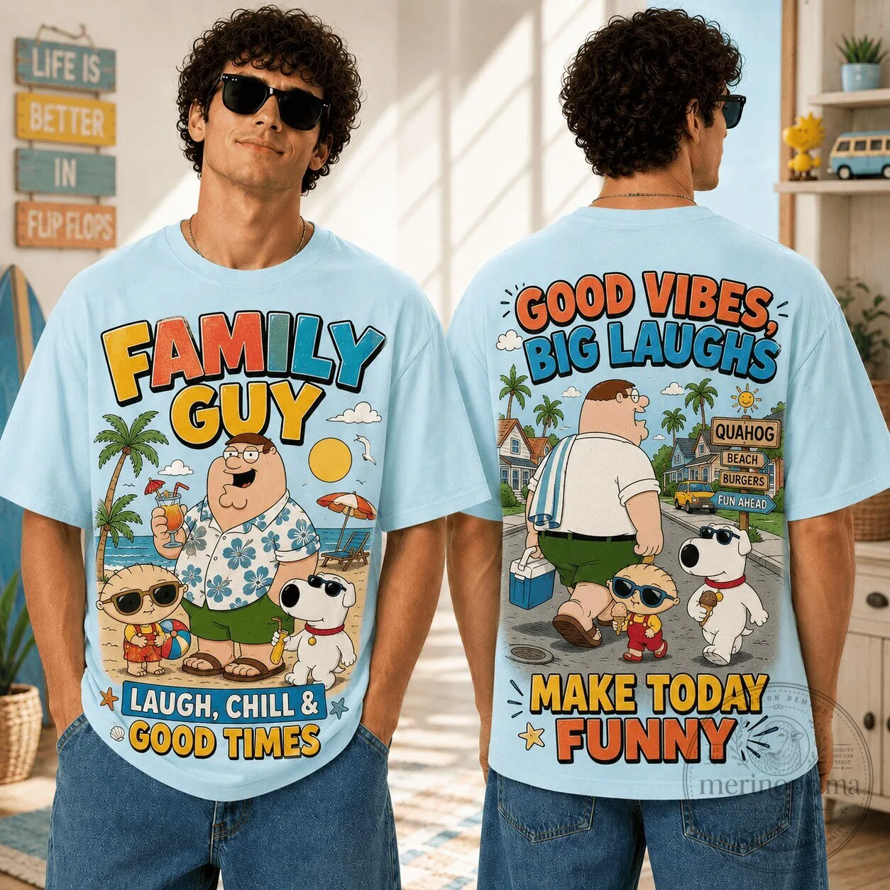 Family Guy Good Vibes Big Laughs Beach Party Graphic T-Shirt