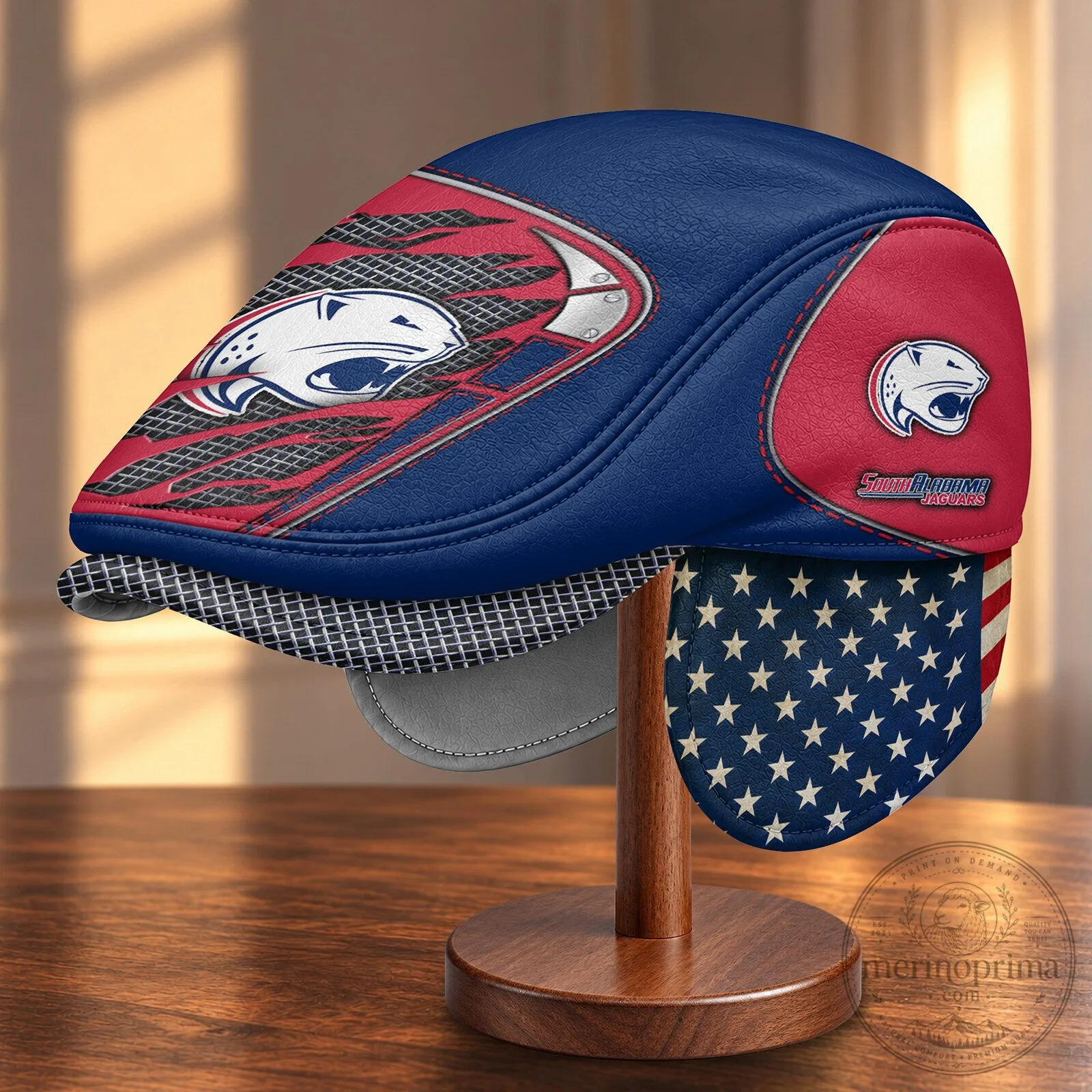 South Alabama Jaguars NCAA Flat Cap with Foldable Ear Flaps