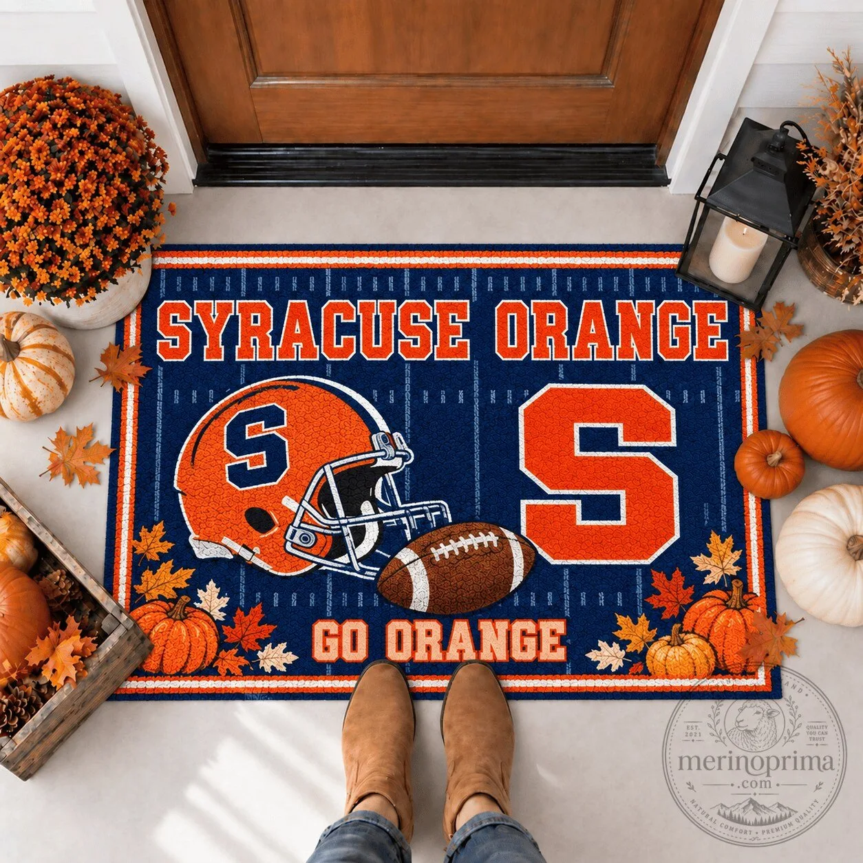 Syracuse Orange Football Field Autumn Welcome Doormat