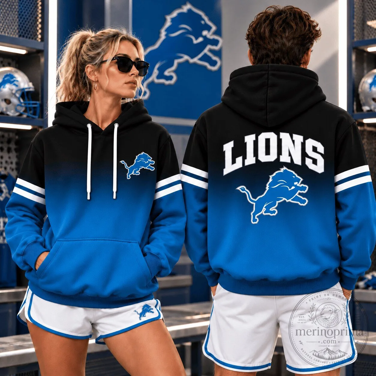 Detroit Lions NFL Team Color Block Game Day Hoodie