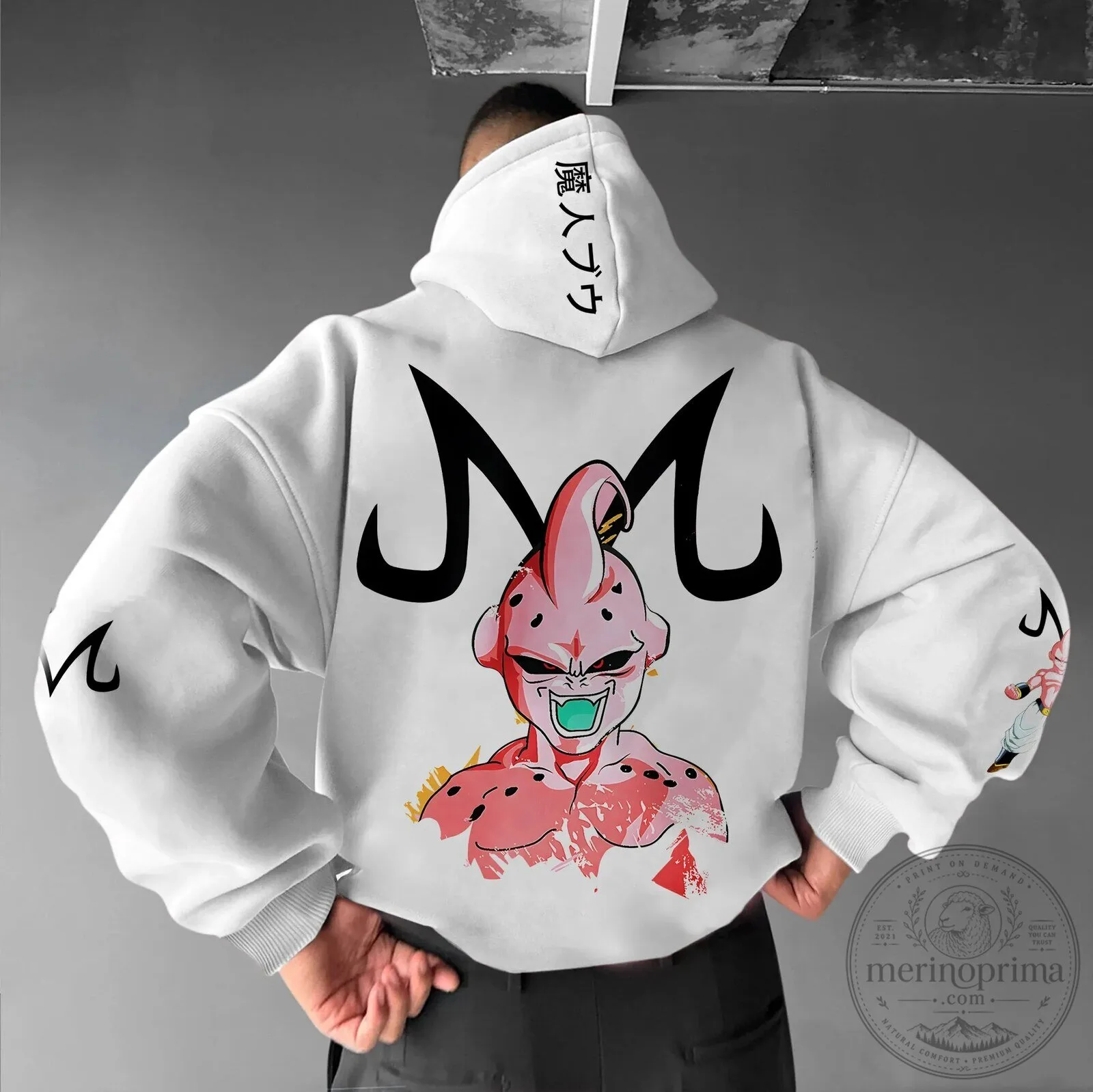 Dragon Ball Z Majin Buu Anime Character White Hoodie