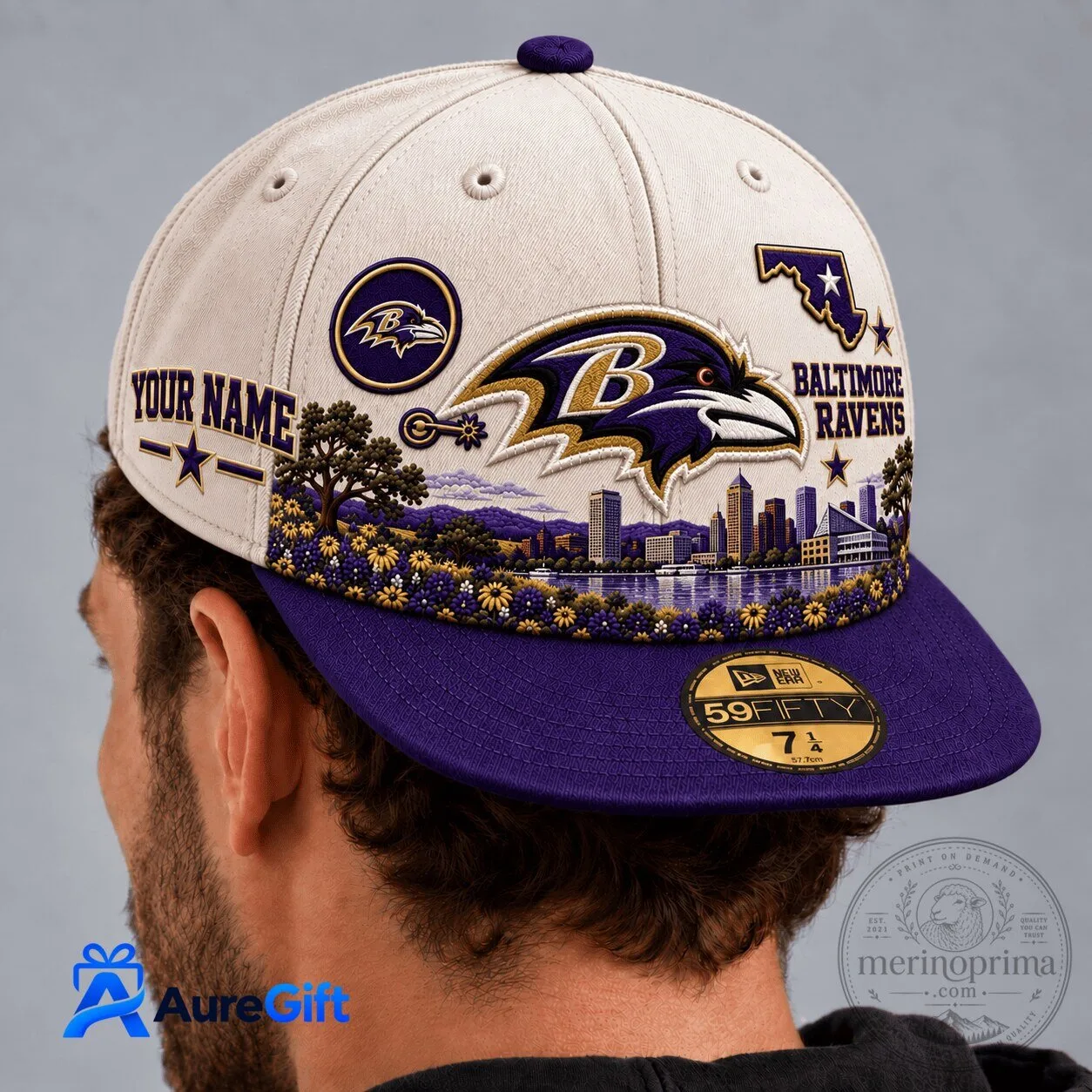 Baltimore Ravens Personalized Football Team Cityscape Design Cap Hat 5 Baltimore Ravens Personalized Football Team Cityscape Design Cap Hat