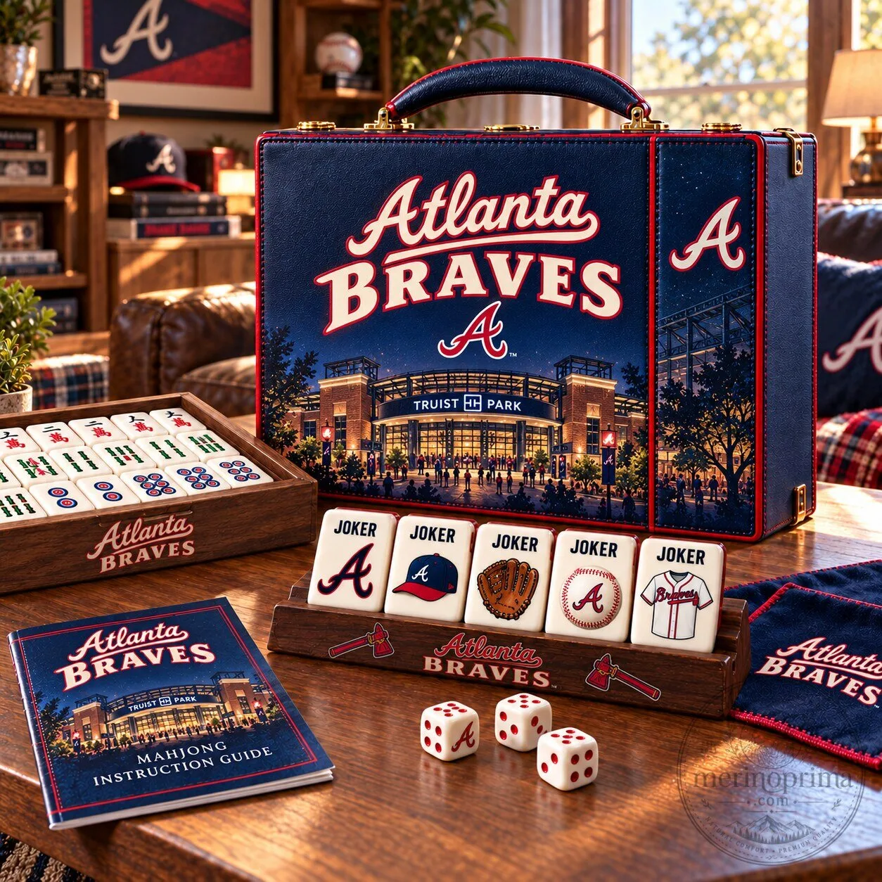 Atlanta Braves Baseball Team Mahjong Game Set with Carrying Case 5 Atlanta Braves Baseball Team Mahjong Game Set with Carrying Case