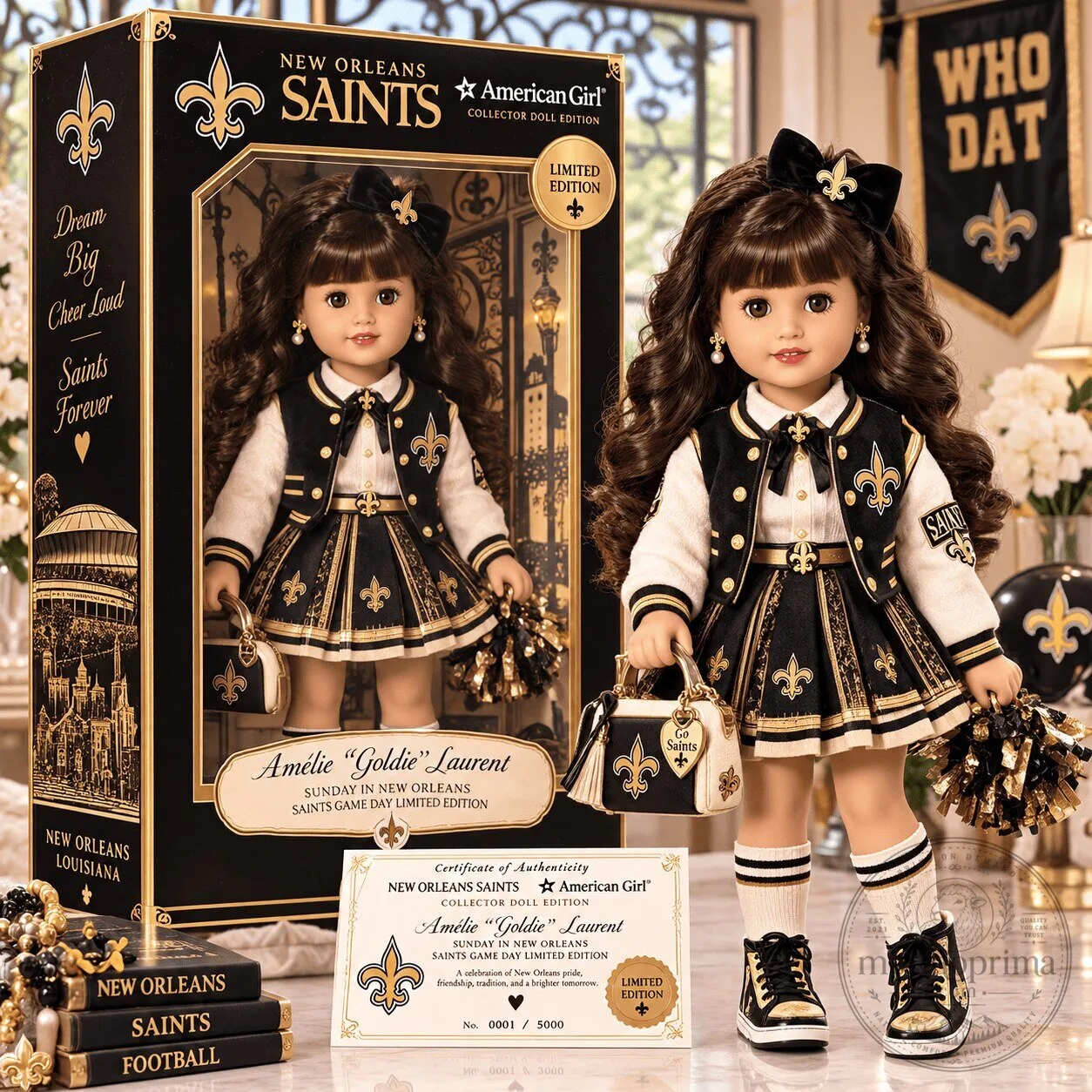 New Orleans Saints American Girl Amelie Goldie Laurent Collector Doll