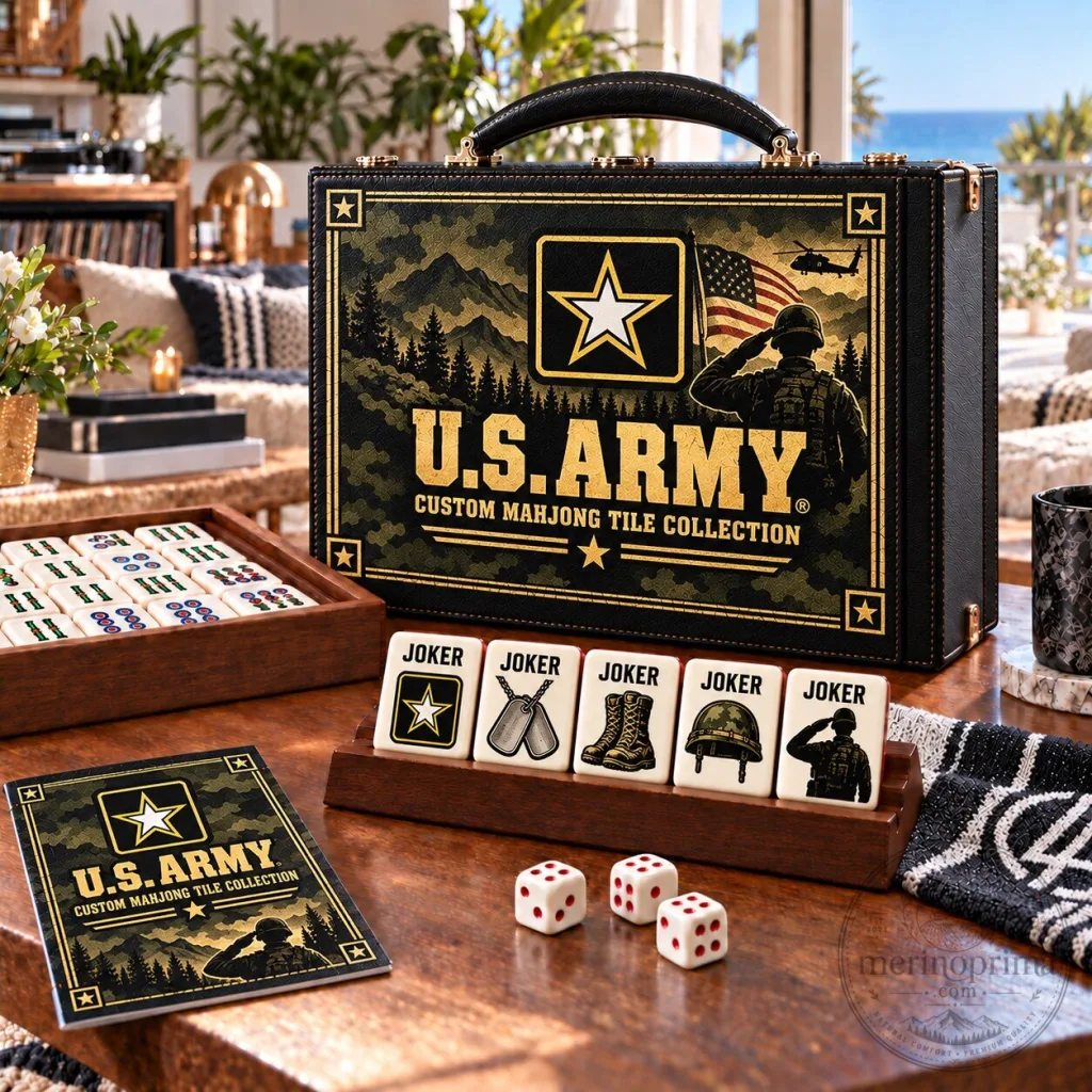United States Army Custom Mahjong Tile Collection Game Set United States Army Custom Mahjong Tile Collection Game Set